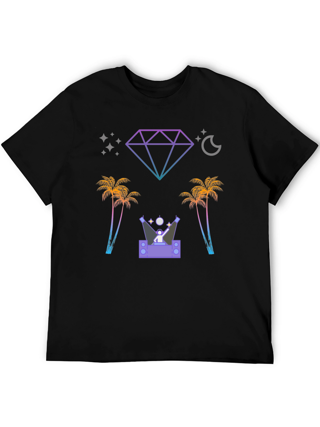 Retro Miami Nightlife Black Graphic Tee