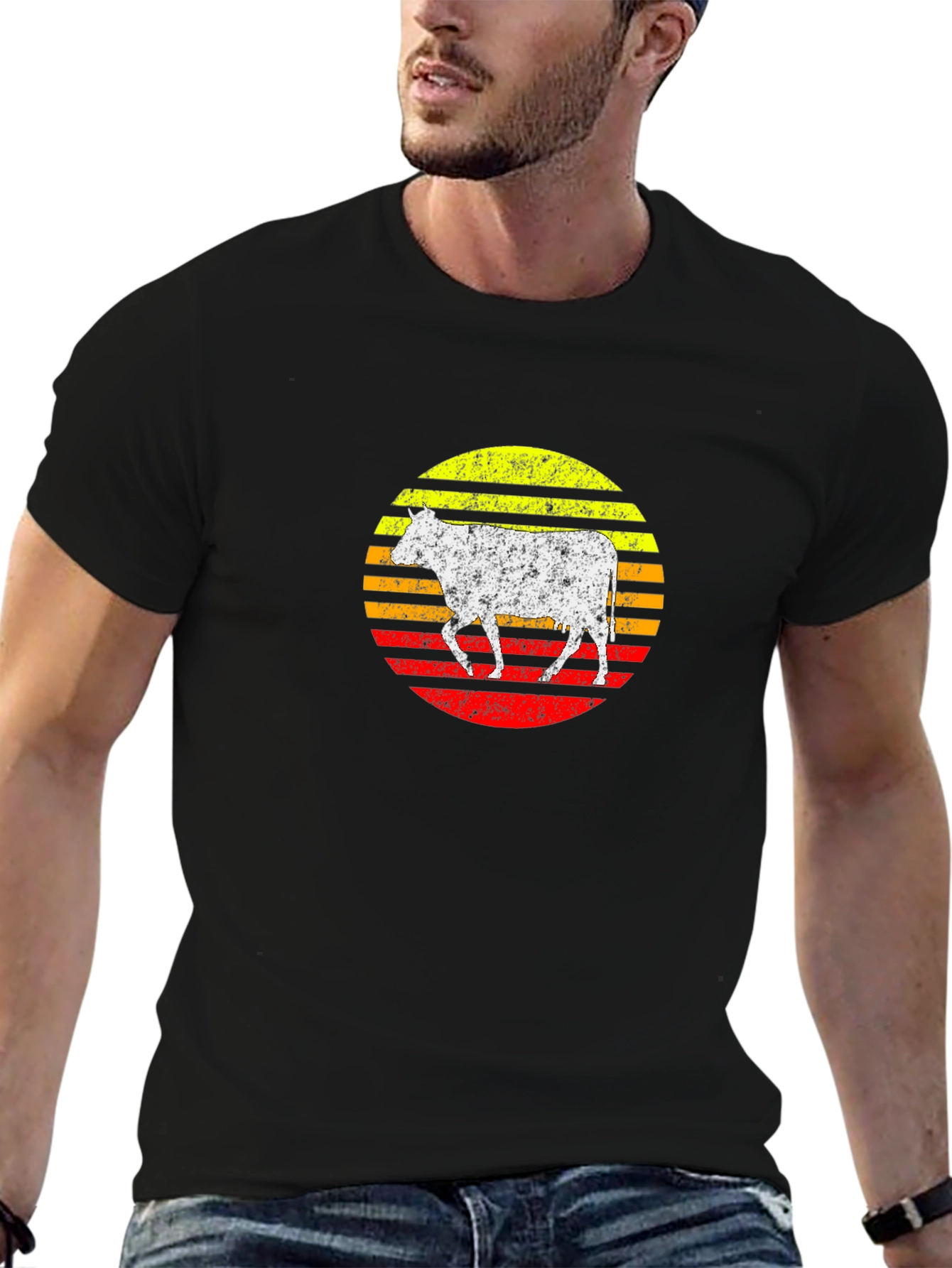 Retro Cow Sunset Graphic Tee