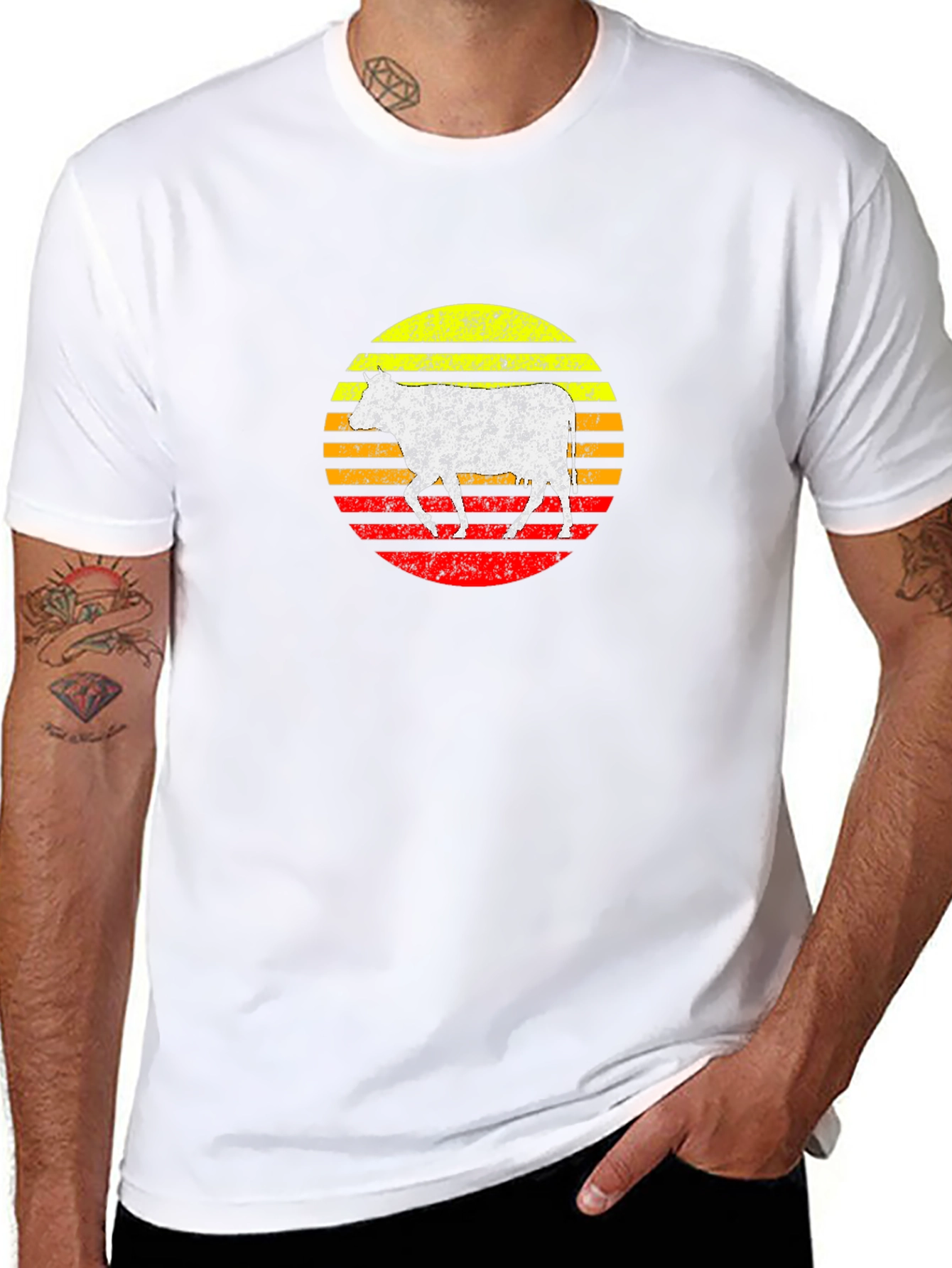 Retro Cow Sunset Graphic Tee