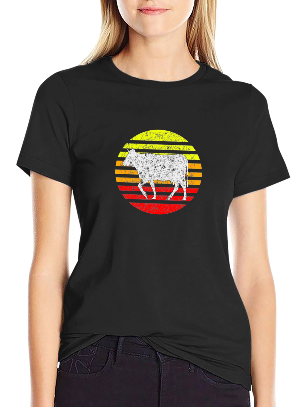 Retro Cow Sunset Graphic Tee