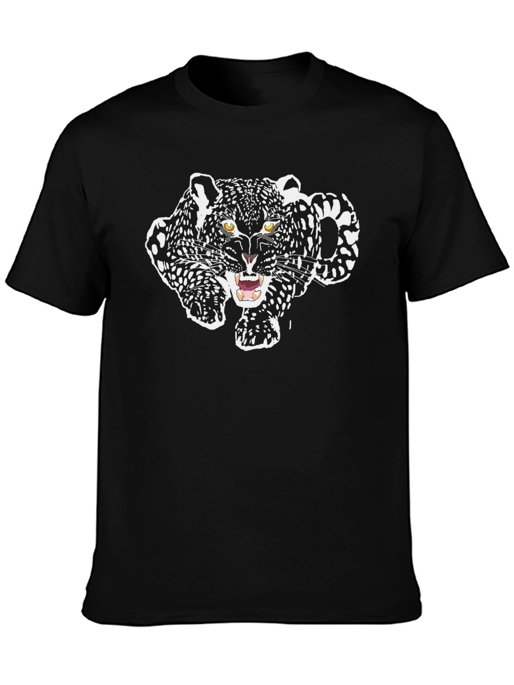 Black T-Shirt with Jaguar Graphic Print