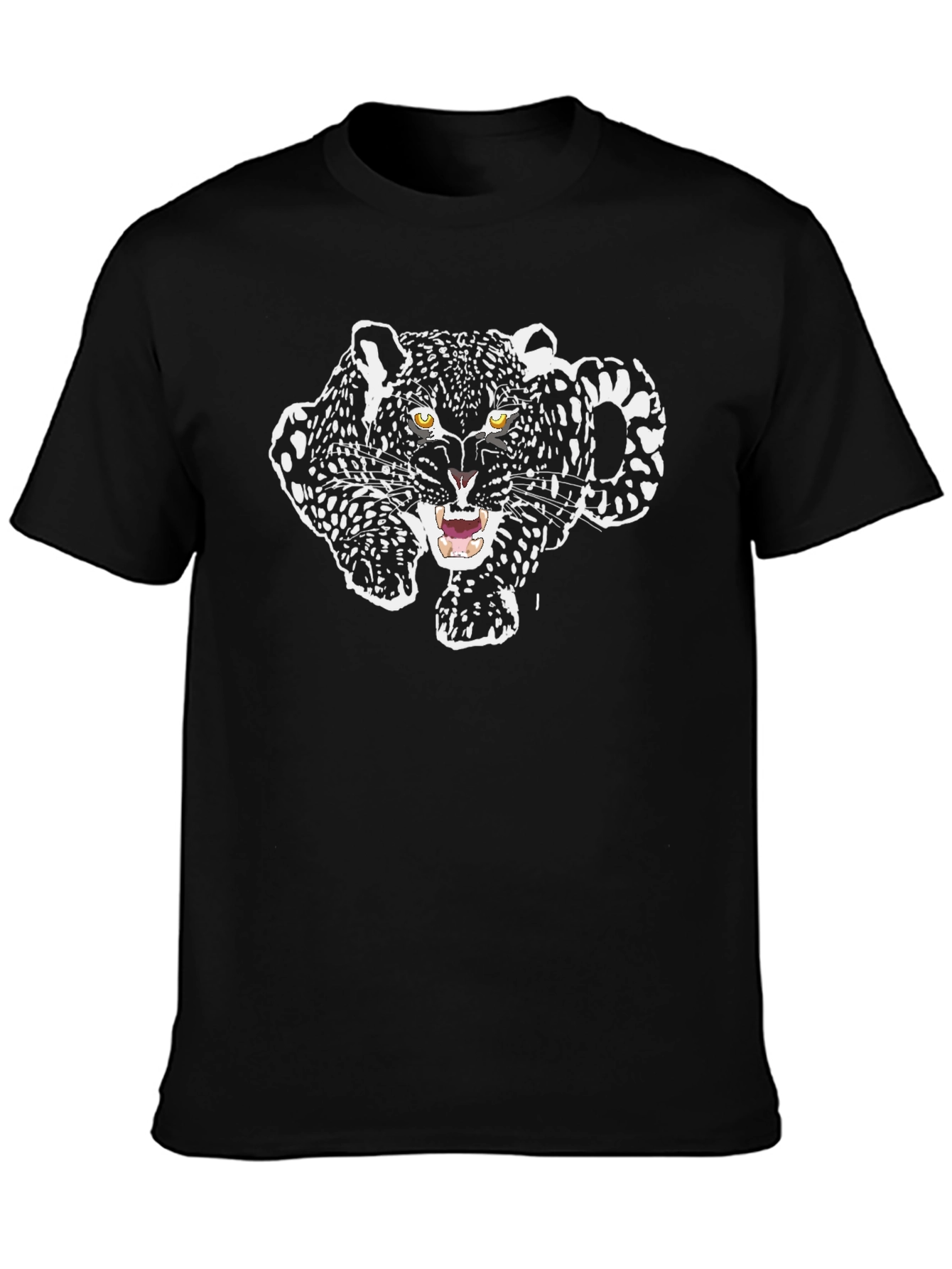 Black T-Shirt with Jaguar Graphic Print
