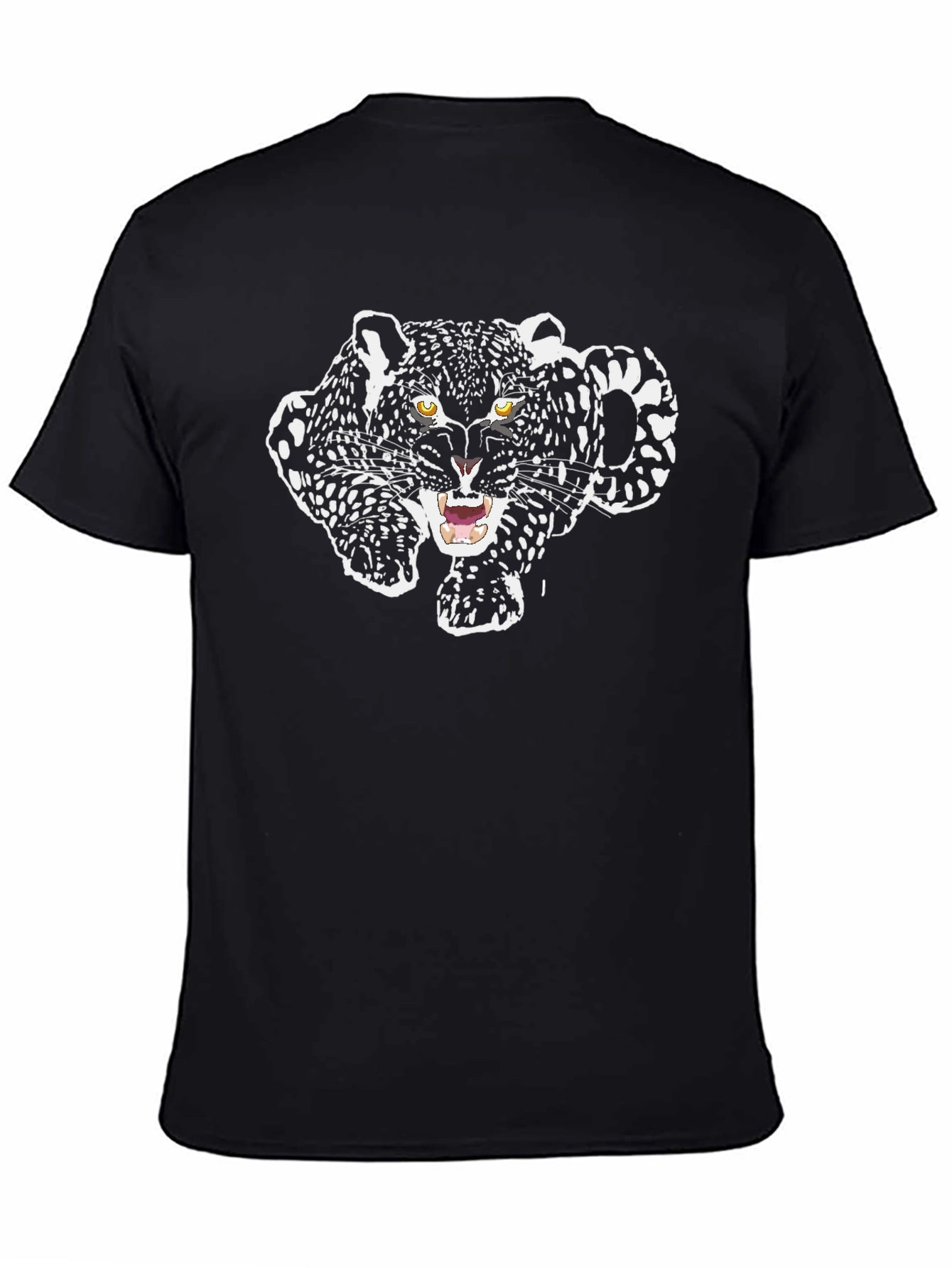 Black T-Shirt with Jaguar Graphic Print