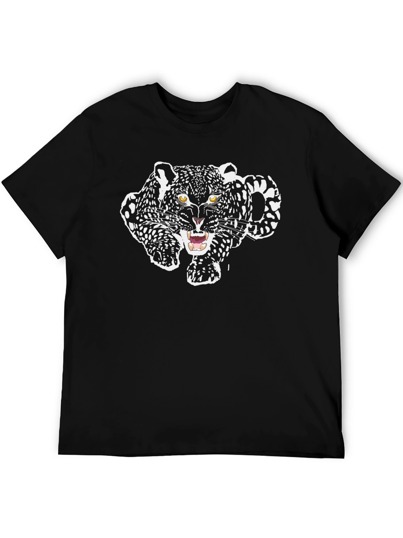 Black T-Shirt with Jaguar Graphic Print