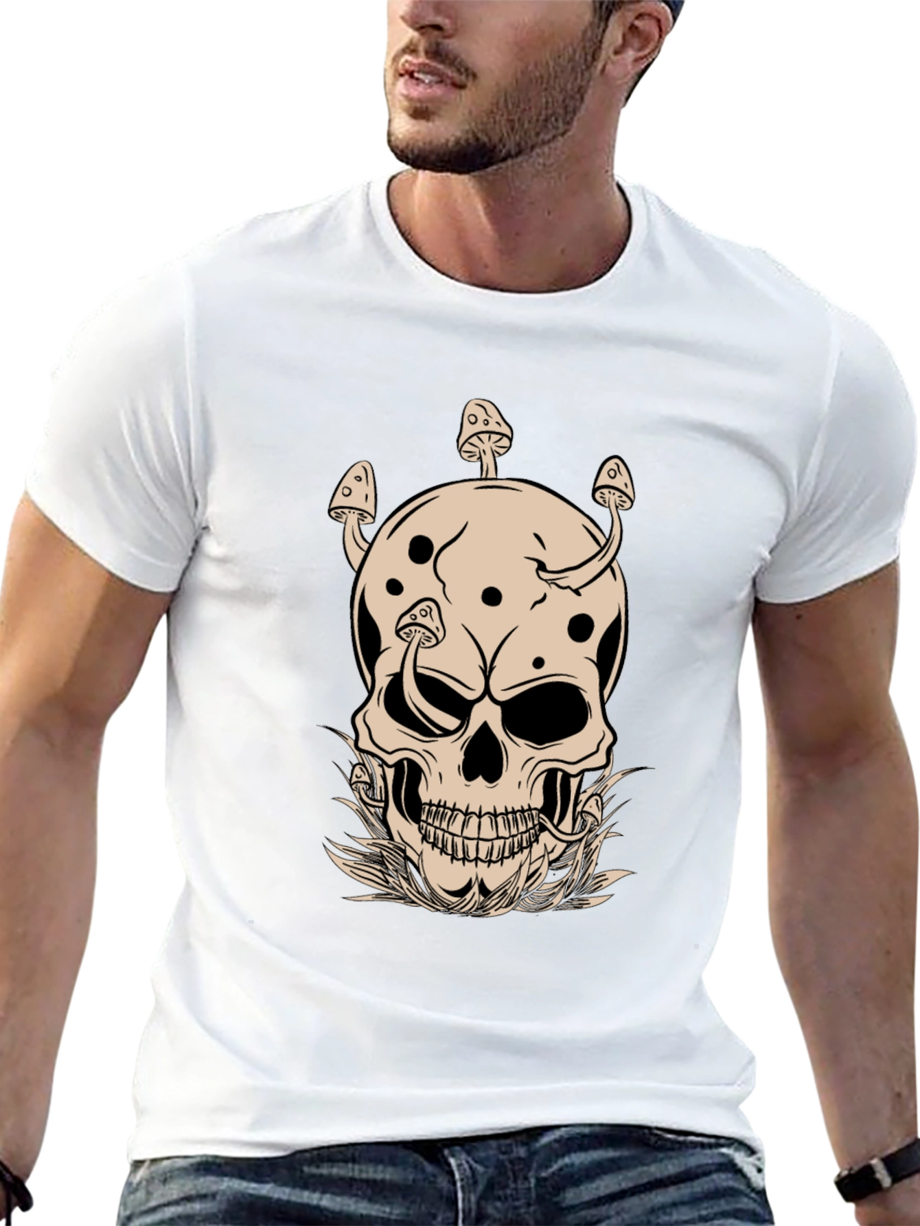 Mushroom Skull Graphic Tee - Unique Design!