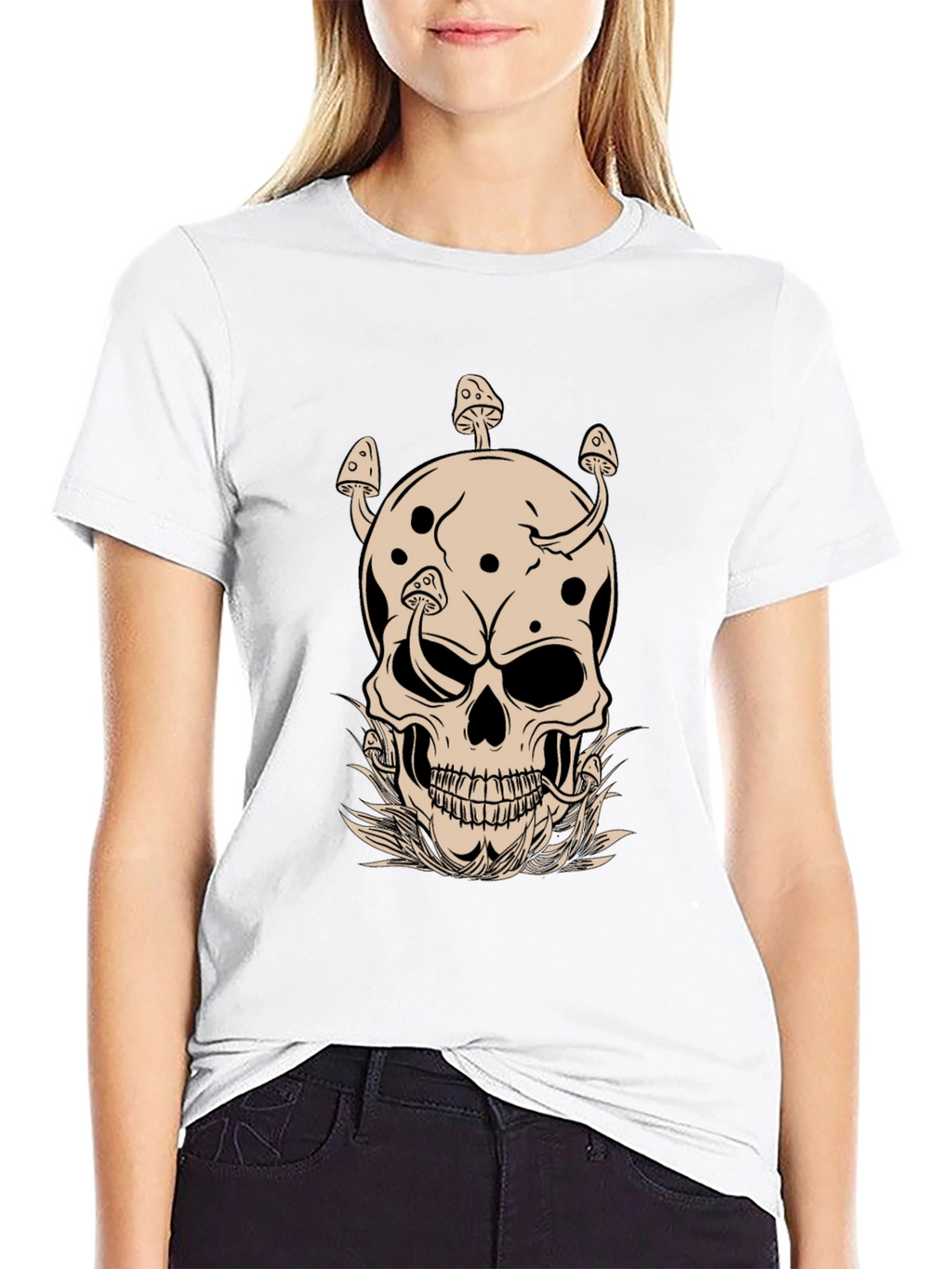 Mushroom Skull Graphic Tee - Unique Design!