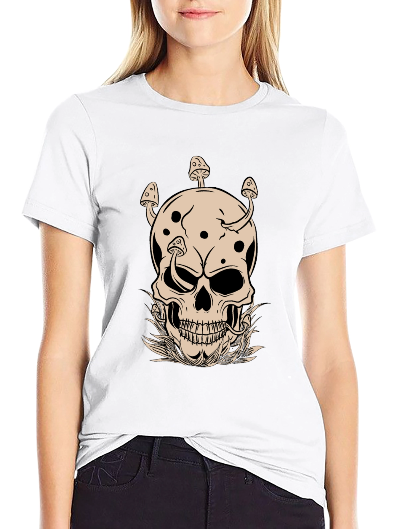 Mushroom Skull Graphic Tee - Unique Design!