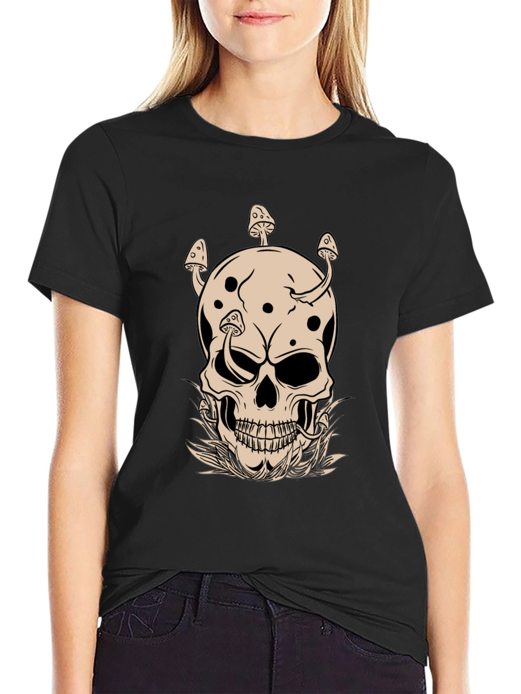 Mushroom Skull Graphic Tee - Unique Design!