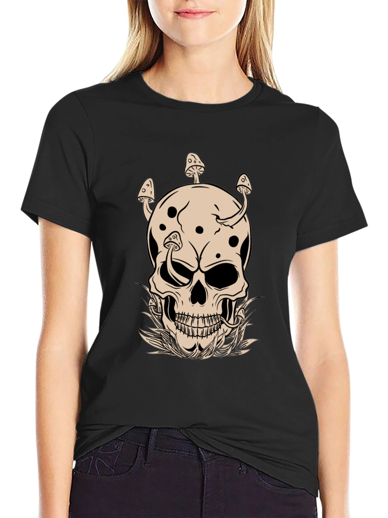 Mushroom Skull Graphic Tee - Unique Design!