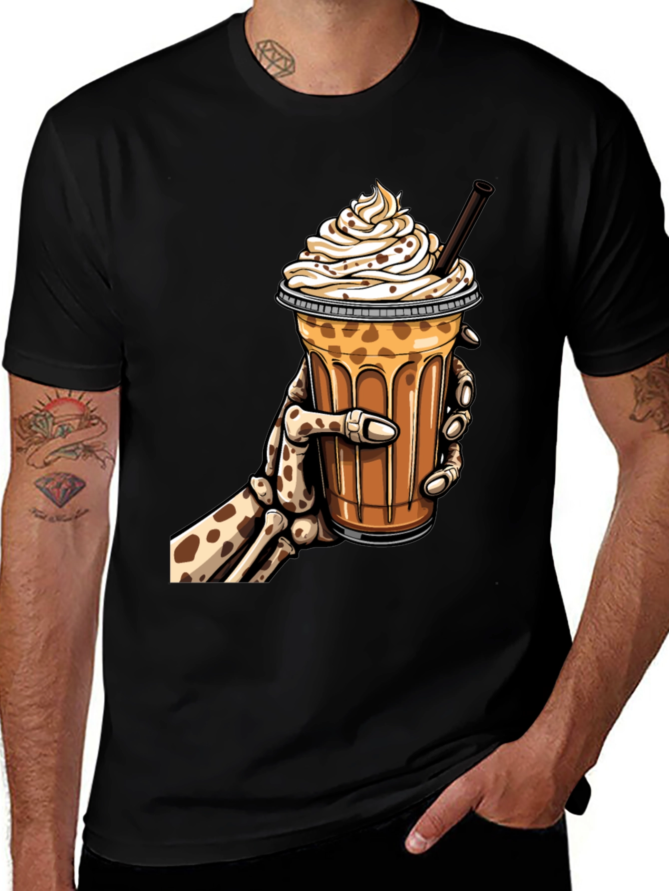 Skeleton Hand Iced Coffee Graphic Tee