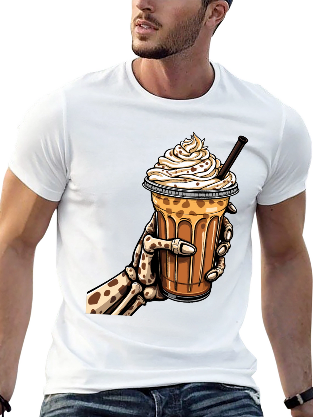 Skeleton Hand Iced Coffee Graphic Tee