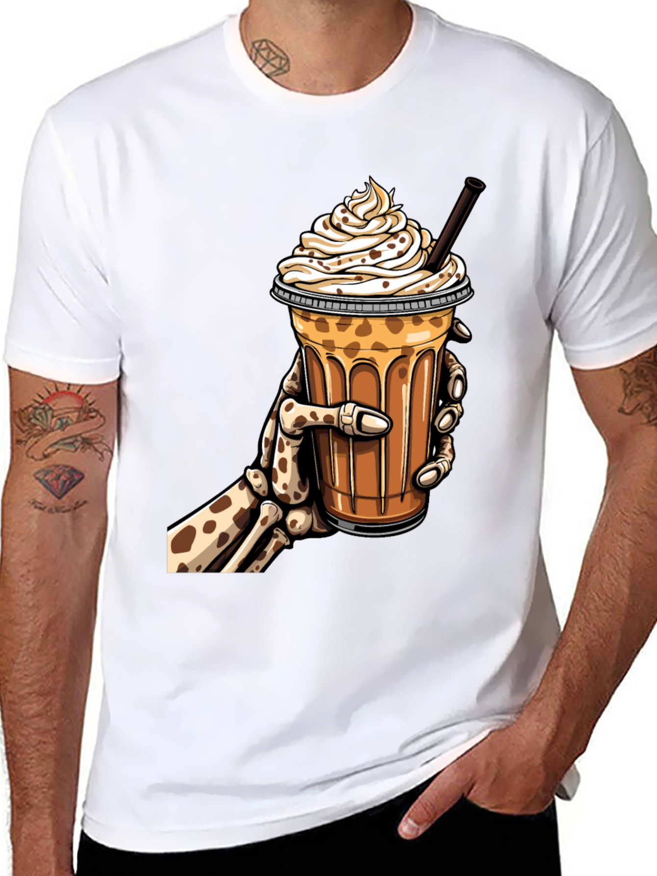 Skeleton Hand Iced Coffee Graphic Tee
