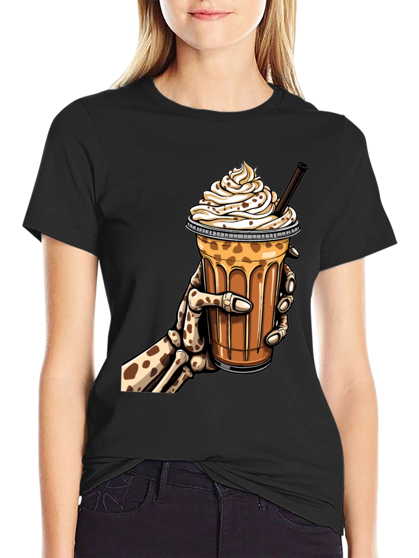 Skeleton Hand Iced Coffee Graphic Tee