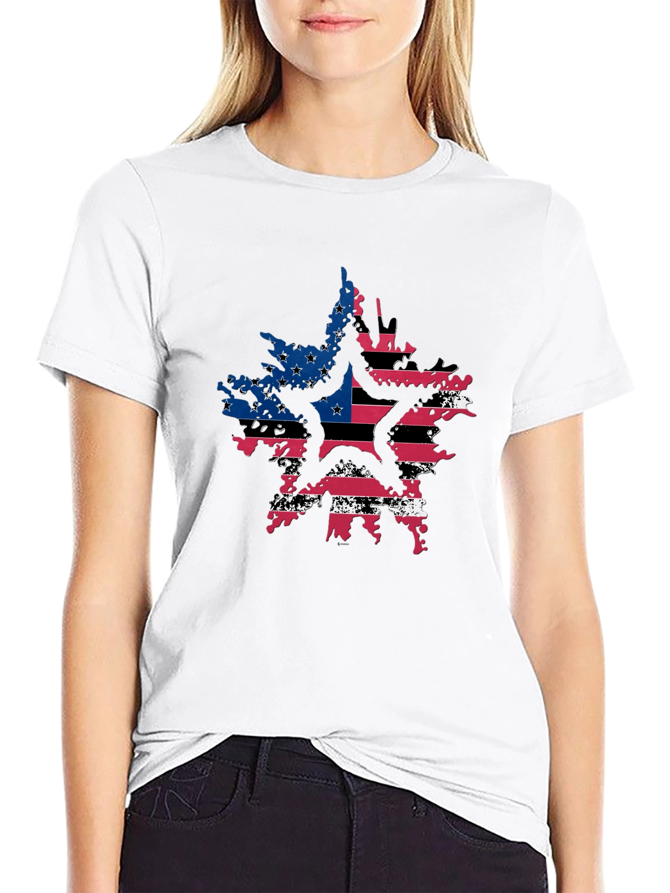 American Flag Star Graphic Tee - Patriotic Style