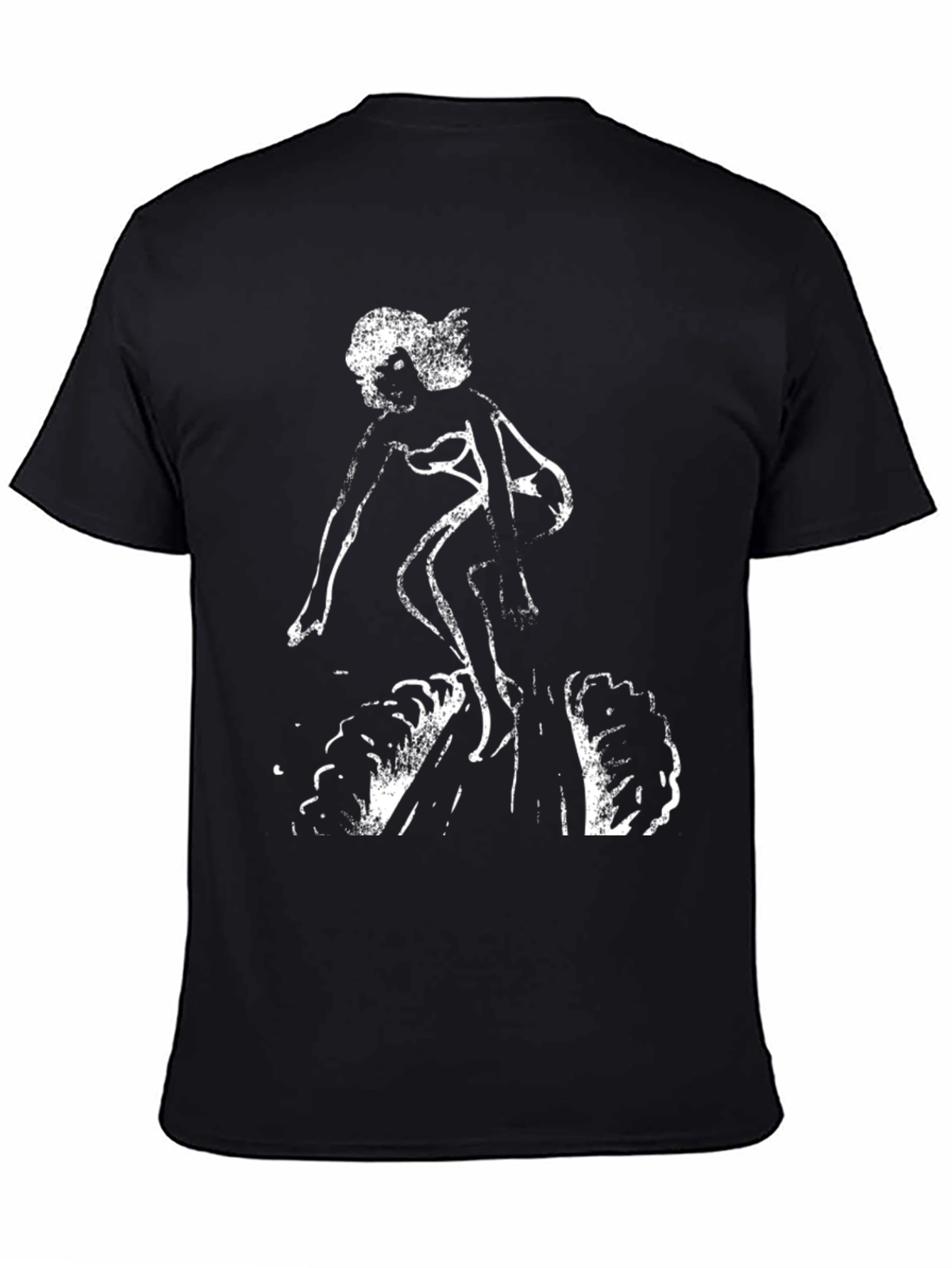 Black Graphic Tee - Surfer Girl Design