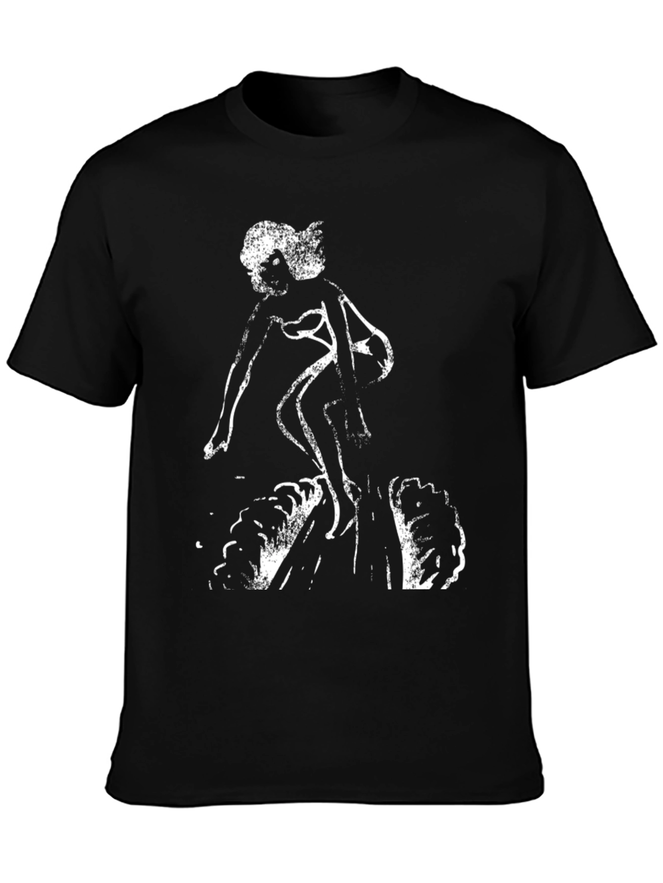 Black Graphic Tee - Surfer Girl Design
