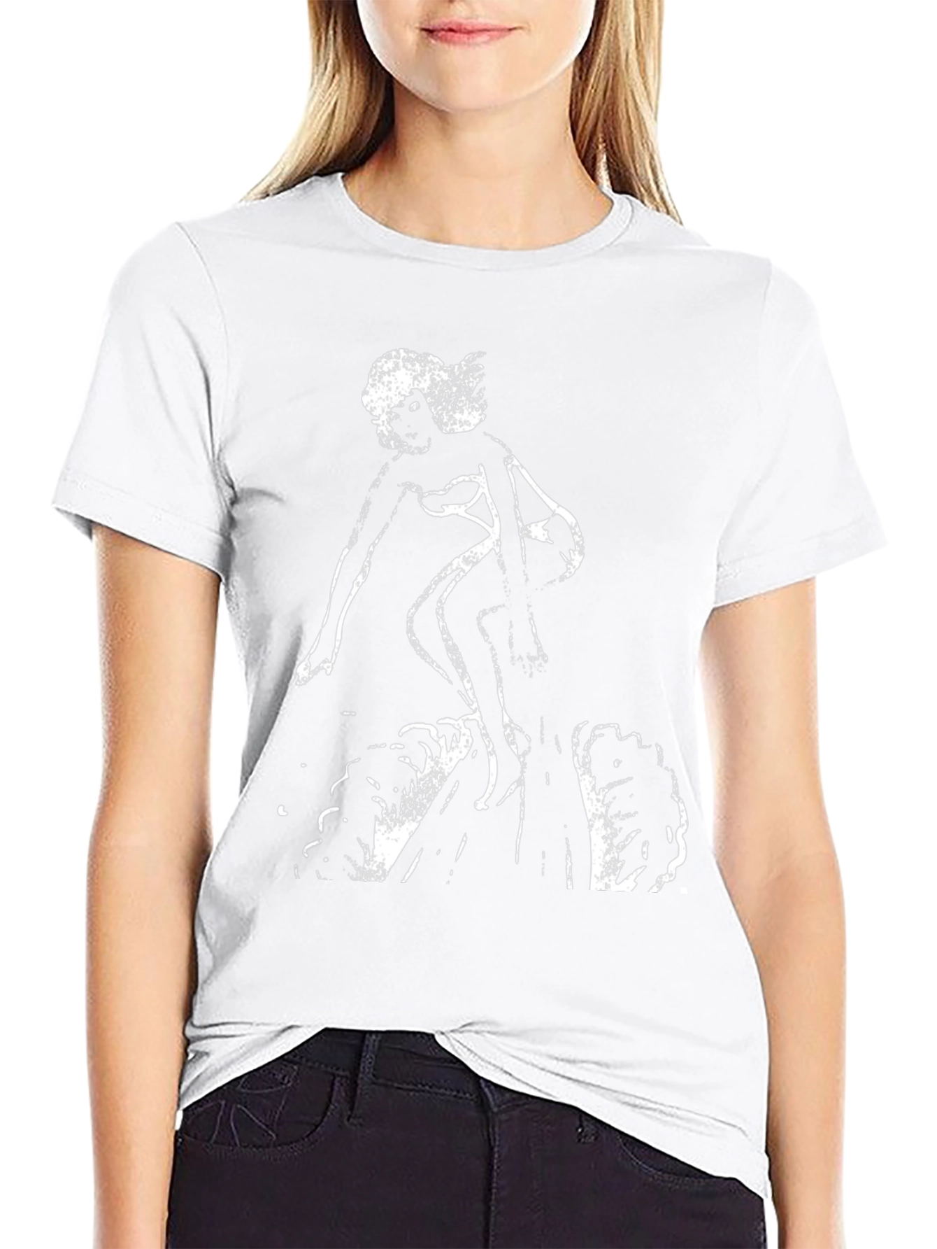 Black Graphic Tee - Surfer Girl Design