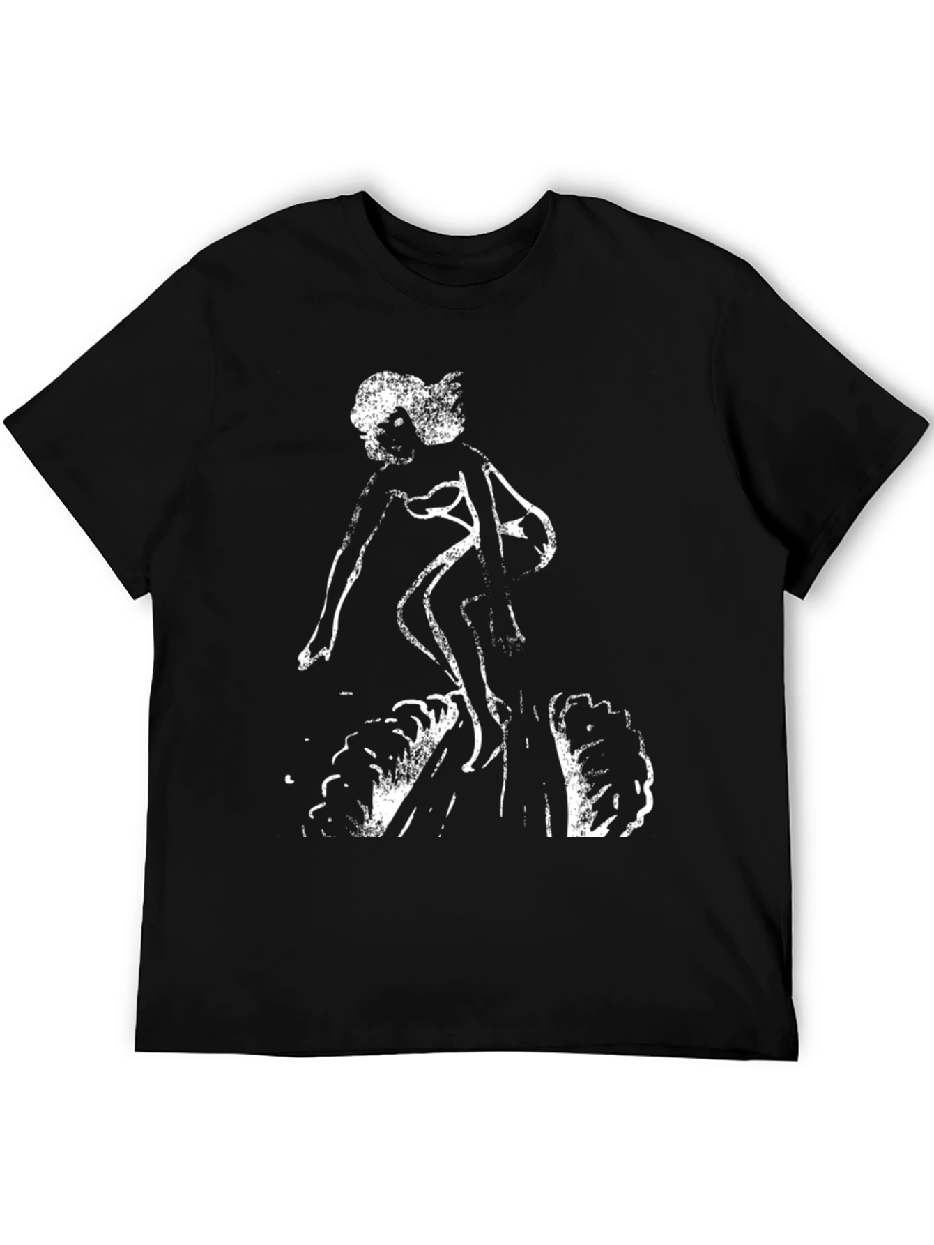 Black Graphic Tee - Surfer Girl Design