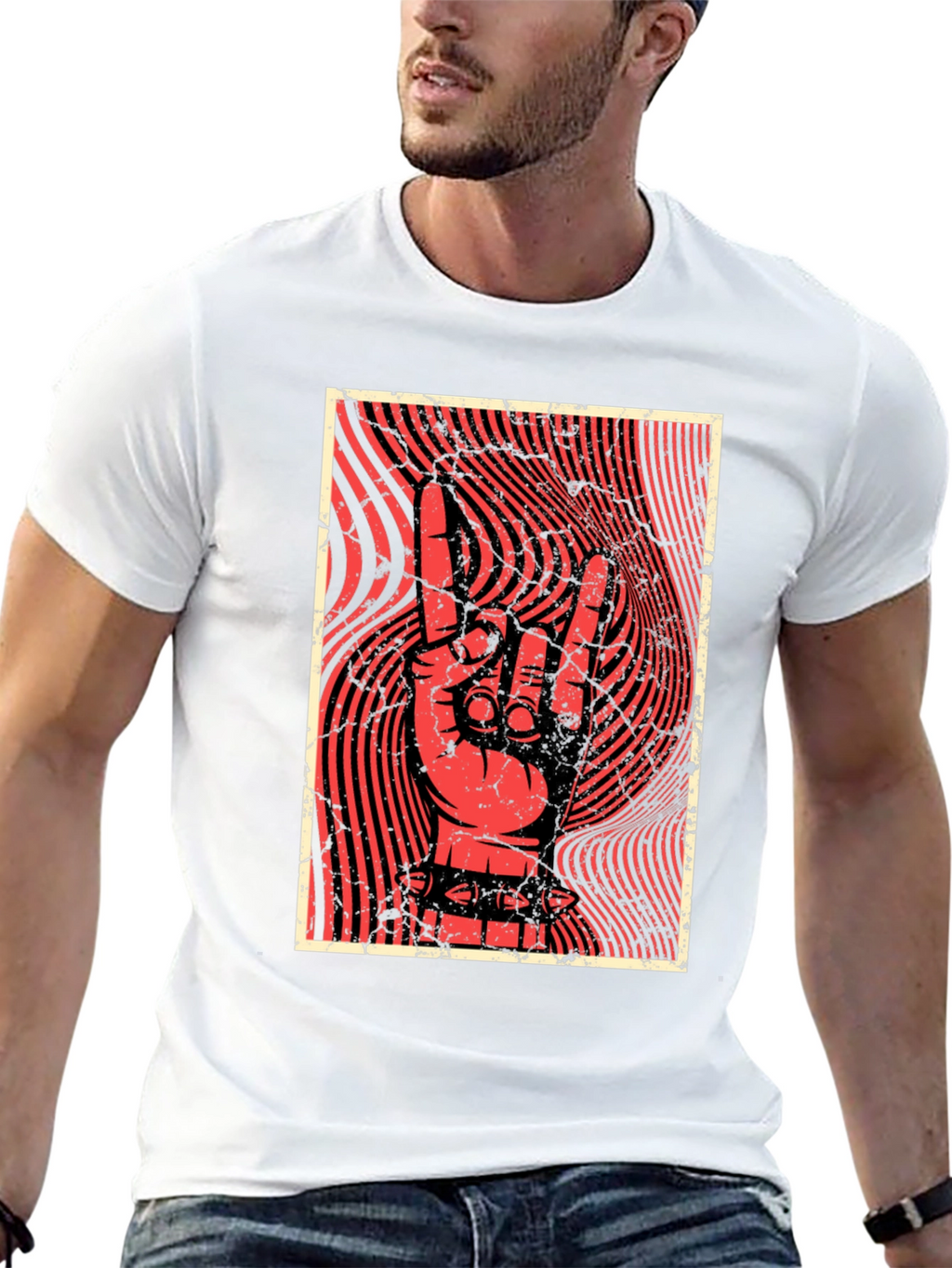 Rock On Hand Graphic Tee - Black