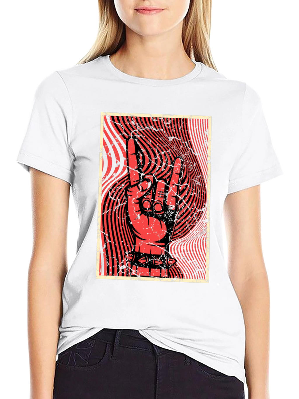 Rock On Hand Graphic Tee - Black