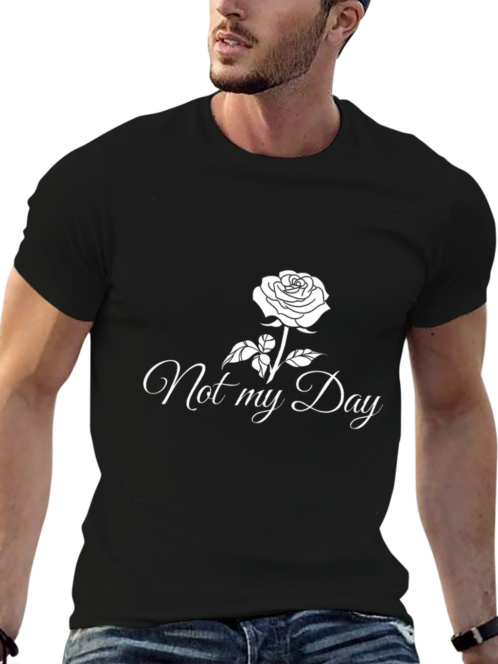 Not My Day Rose Graphic Black T-Shirt