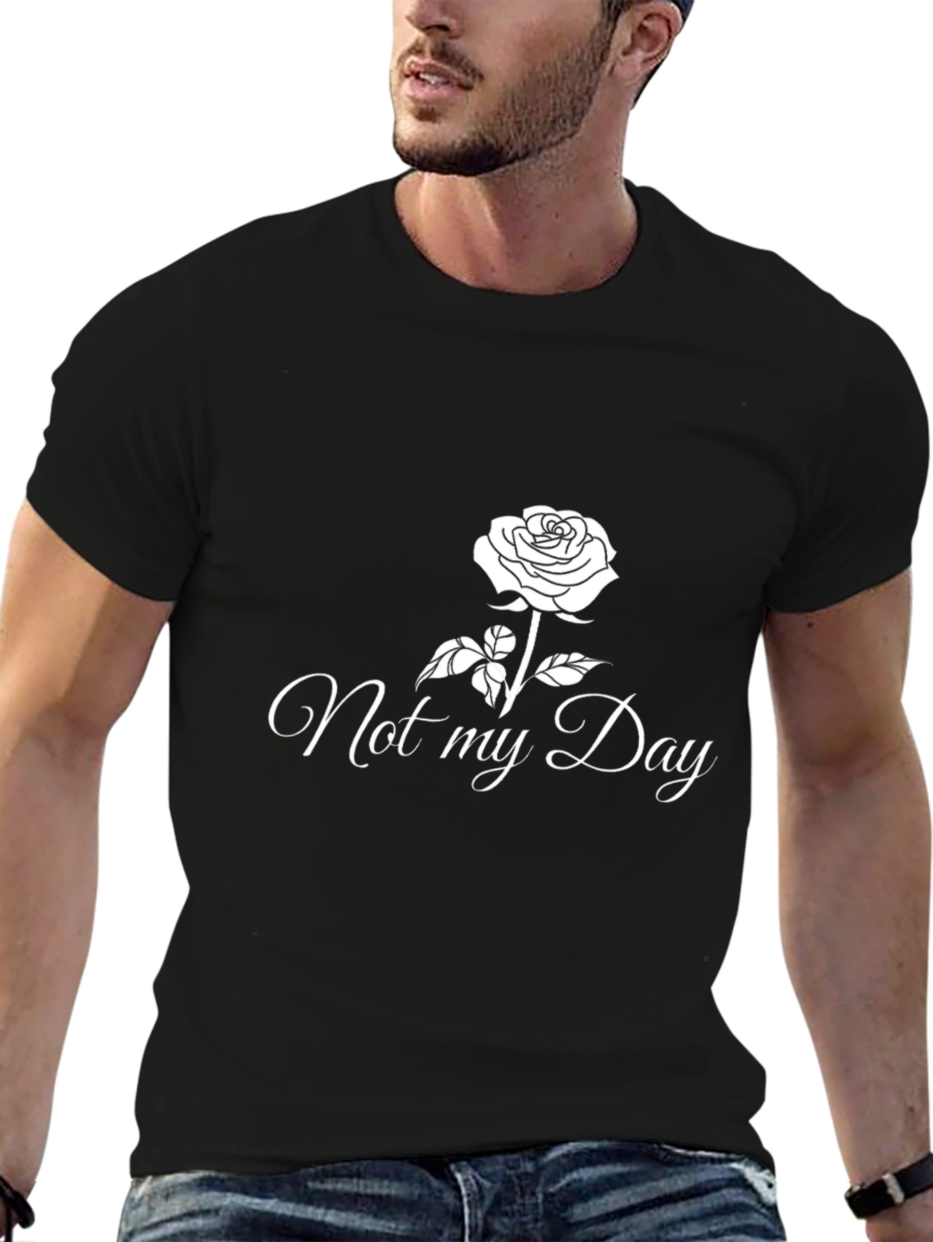 Not My Day Rose Graphic Black T-Shirt