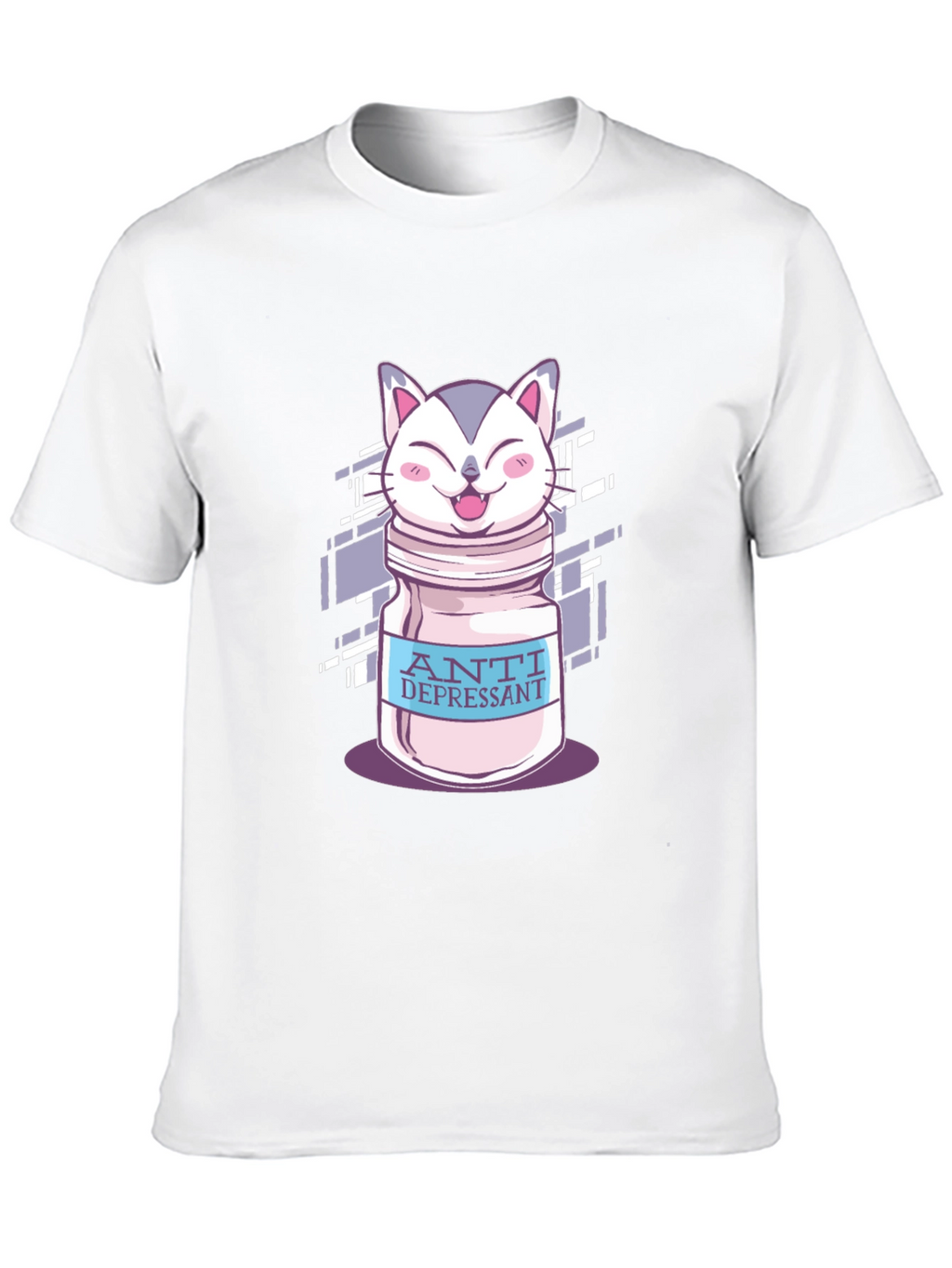 Anti-Depressant Cat T-Shirt - Black Cotton