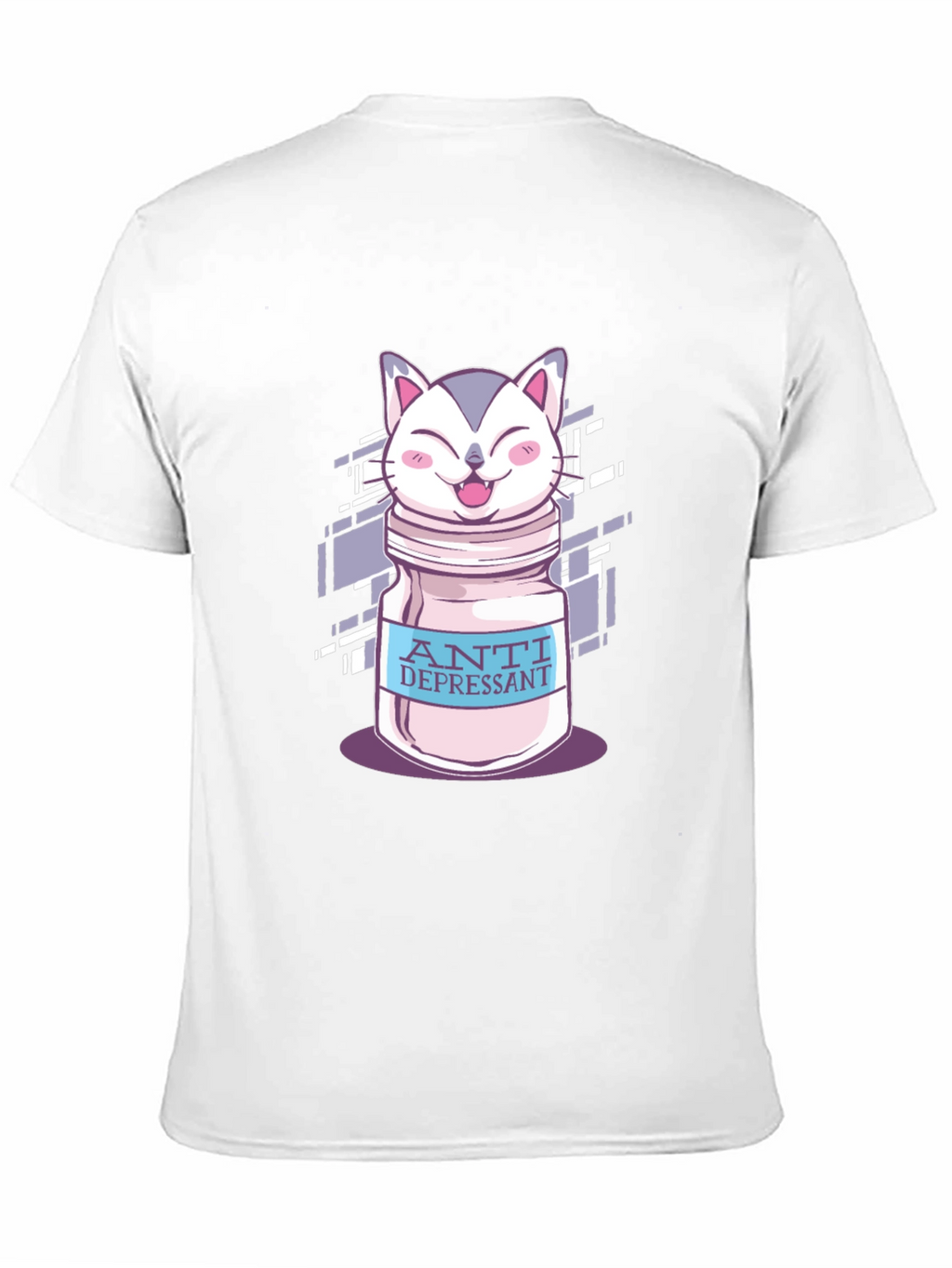 Anti-Depressant Cat T-Shirt - Black Cotton