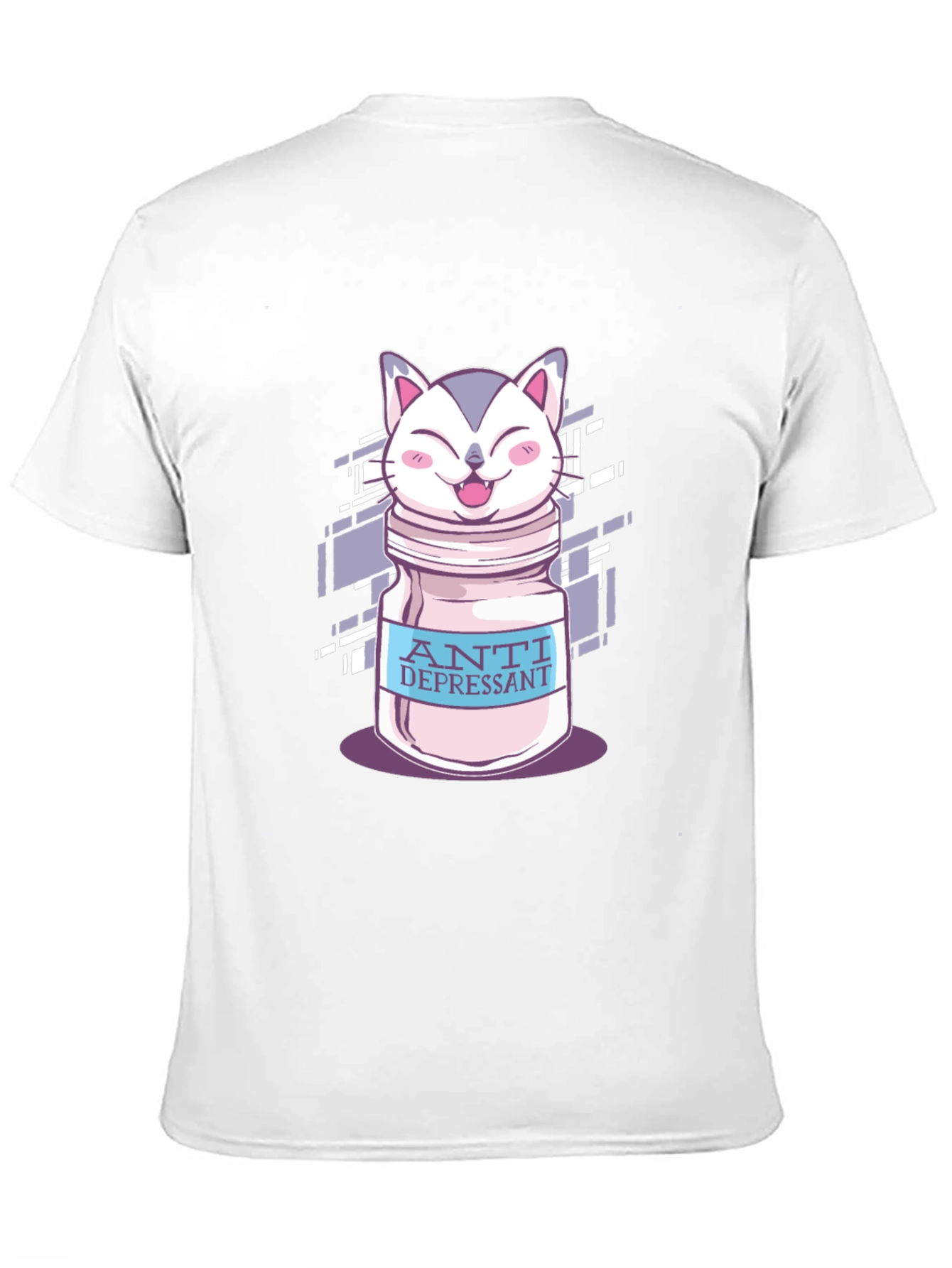 Anti-Depressant Cat T-Shirt - Black Cotton