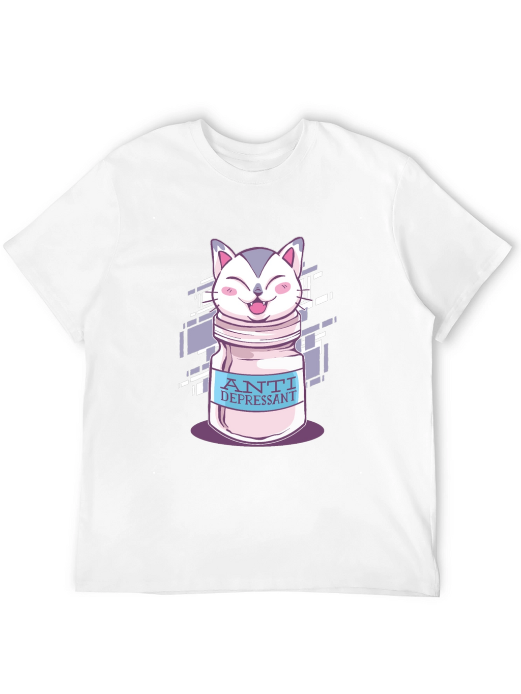 Anti-Depressant Cat T-Shirt - Black Cotton