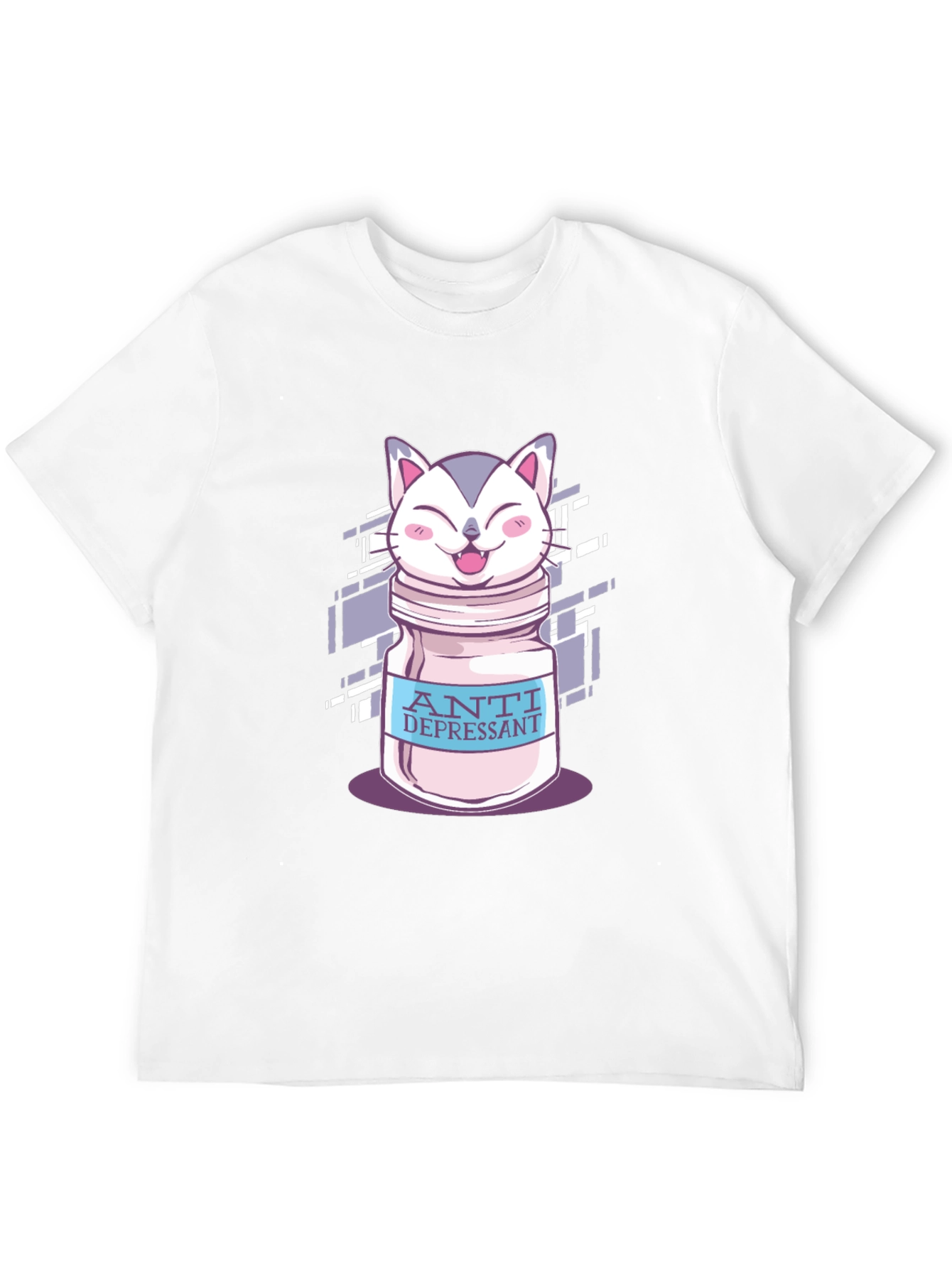 Anti-Depressant Cat T-Shirt - Black Cotton