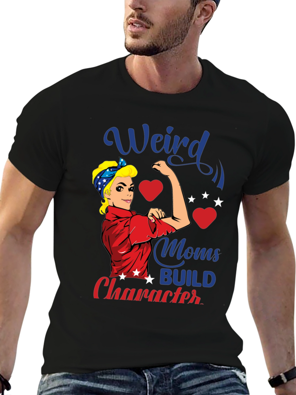 Weird Moms Build Character Graphic T-Shirt