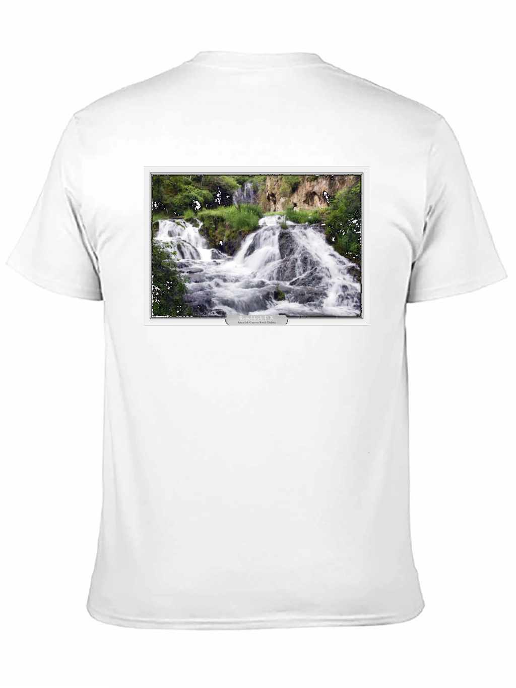 Black T-Shirt with Waterfall Graphic