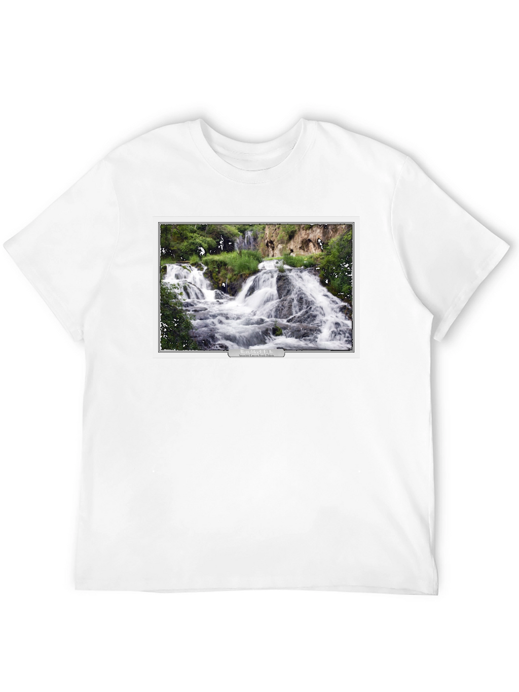 Black T-Shirt with Waterfall Graphic