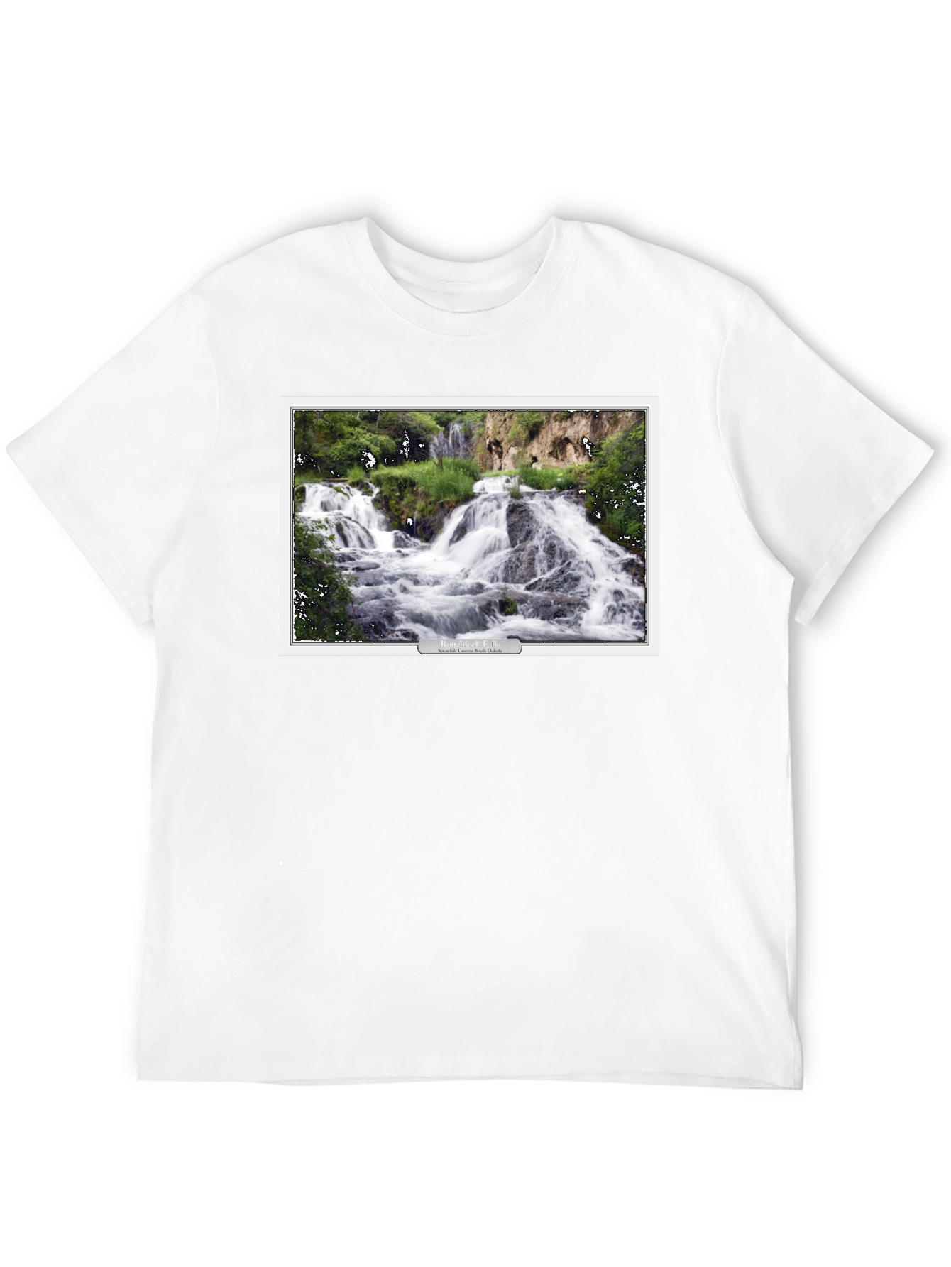 Black T-Shirt with Waterfall Graphic
