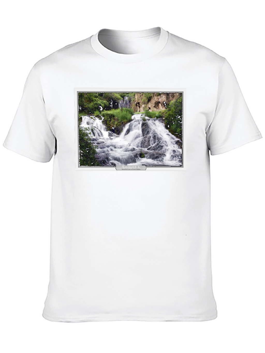 Black T-Shirt with Waterfall Graphic