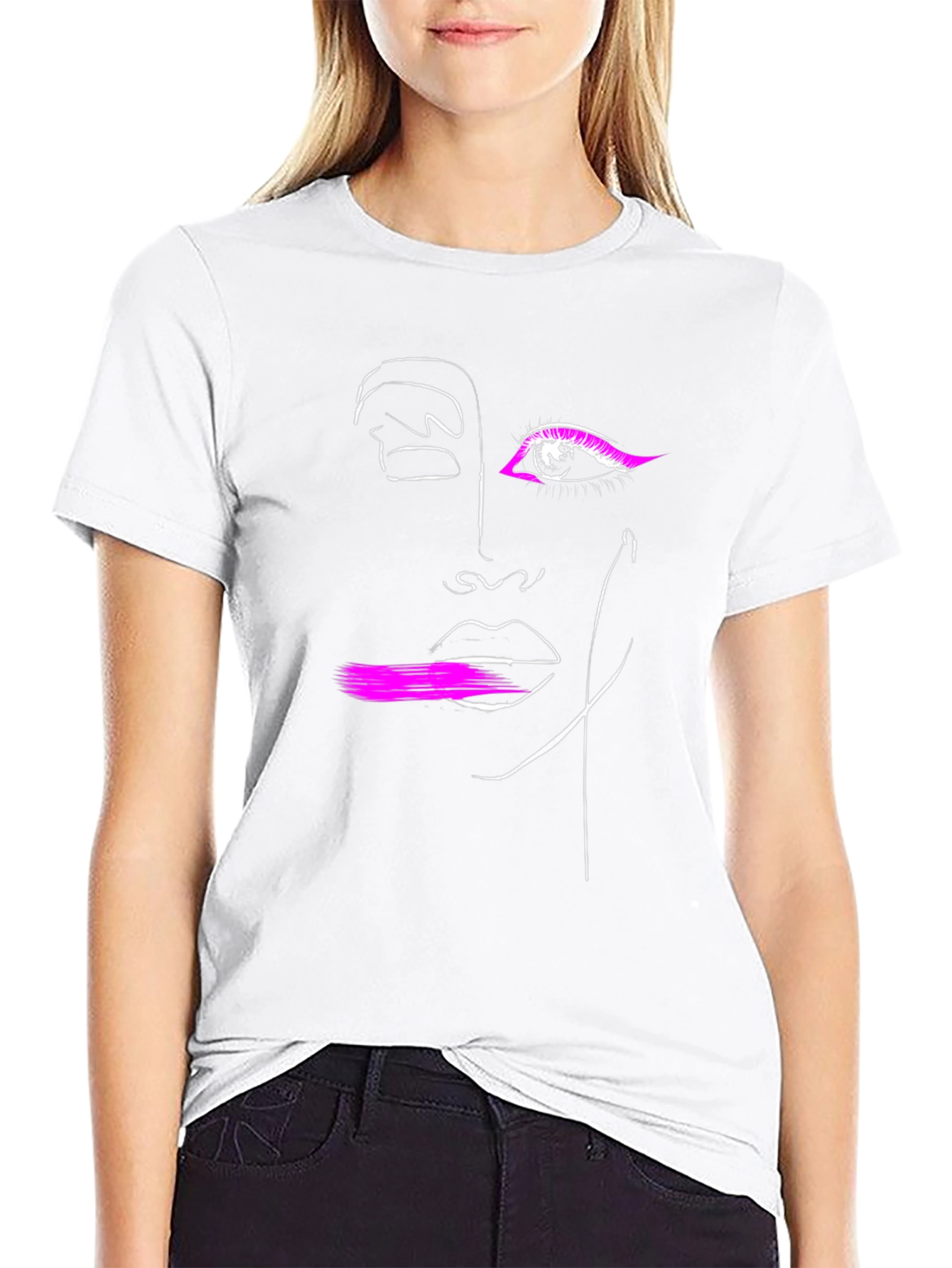 Abstract Face Line Art Graphic Tee - Modern Stylish Design