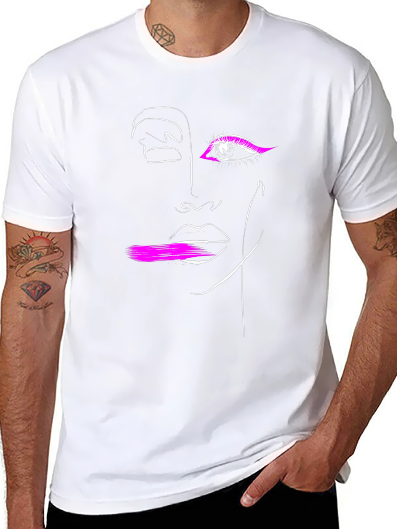 Abstract Face Line Art Graphic Tee - Modern Stylish Design