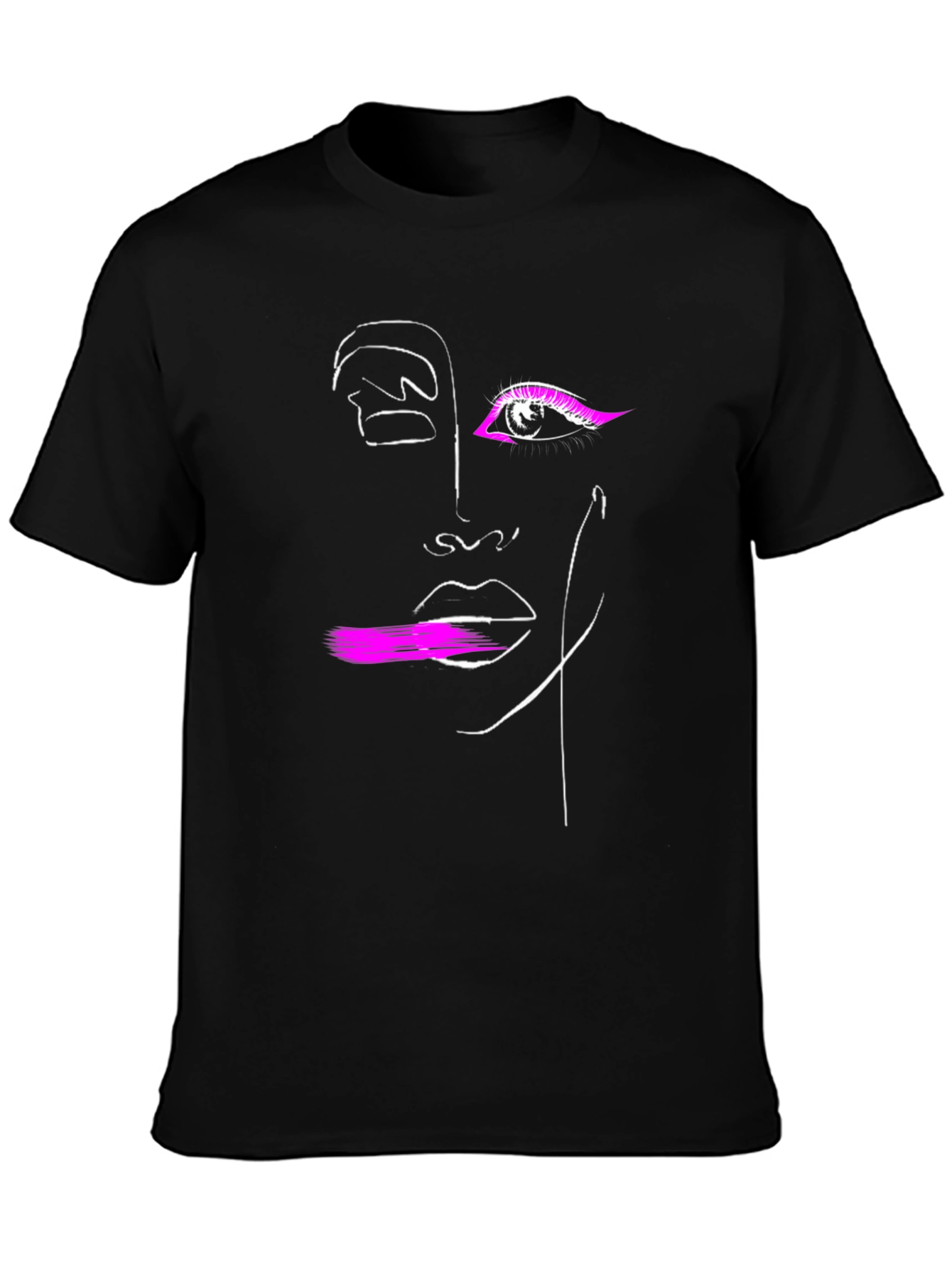 Abstract Face Line Art Graphic Tee - Modern Stylish Design
