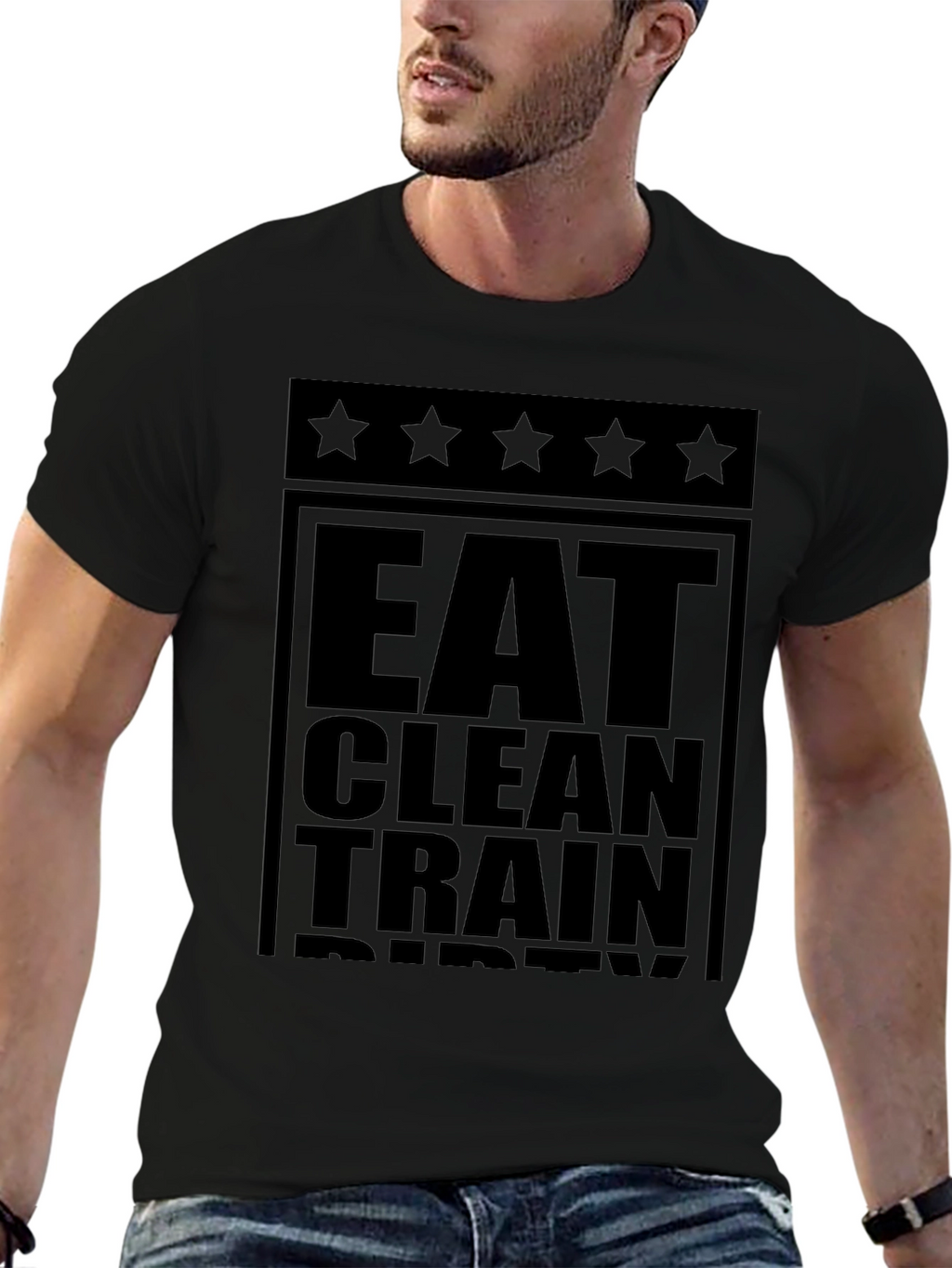 Eat Clean Train Dirty Black Graphic Tee