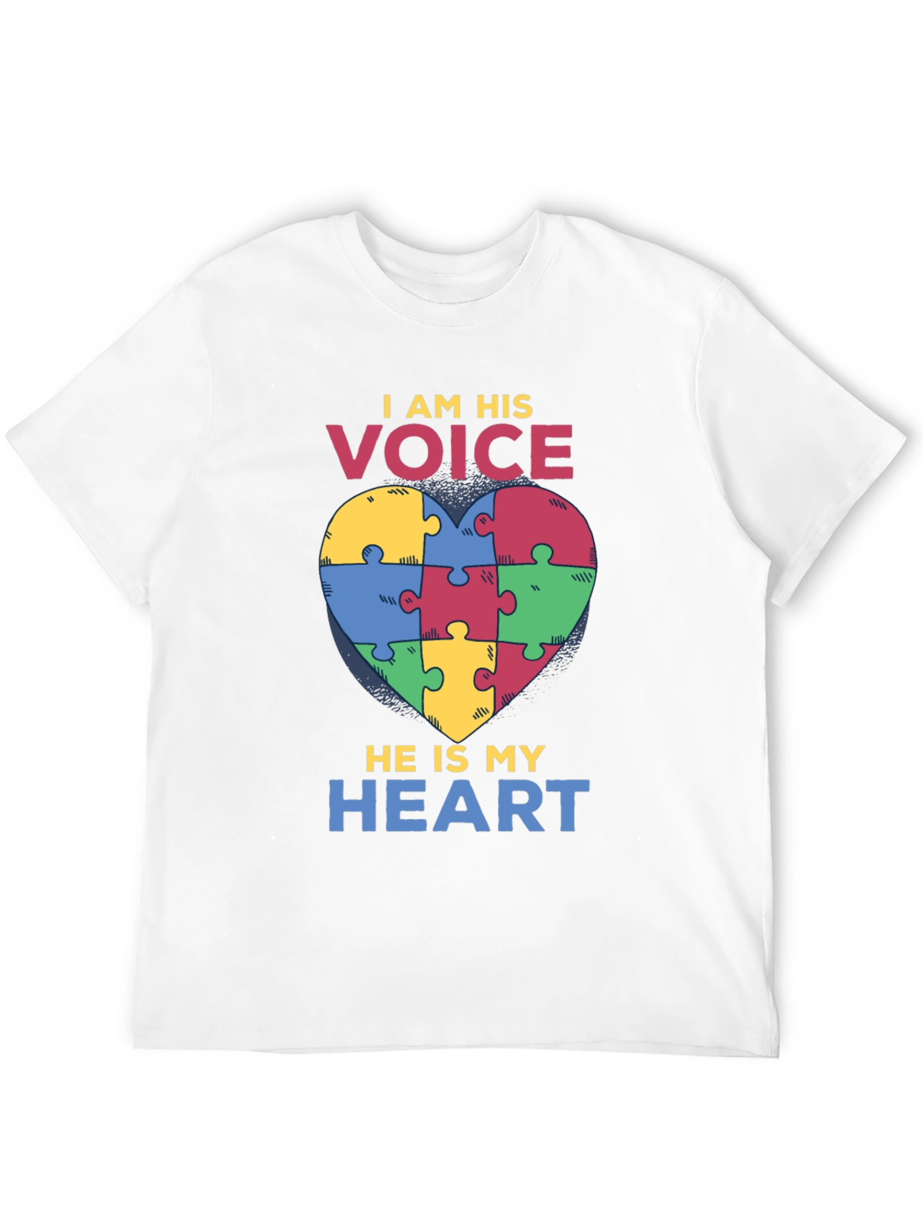 Autism Awareness Puzzle Heart T-Shirt - I Am His Voice