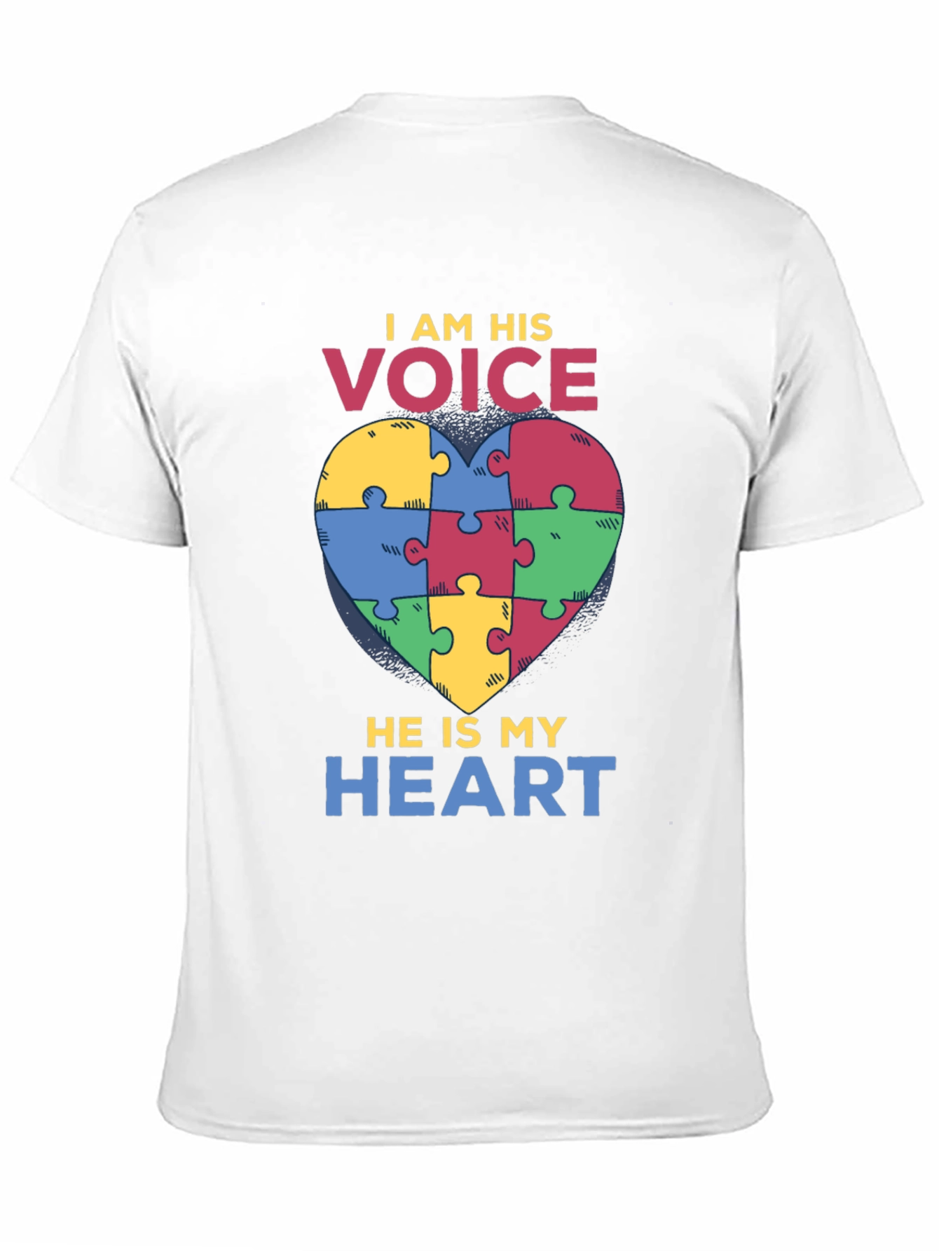 Autism Awareness Puzzle Heart T-Shirt - I Am His Voice