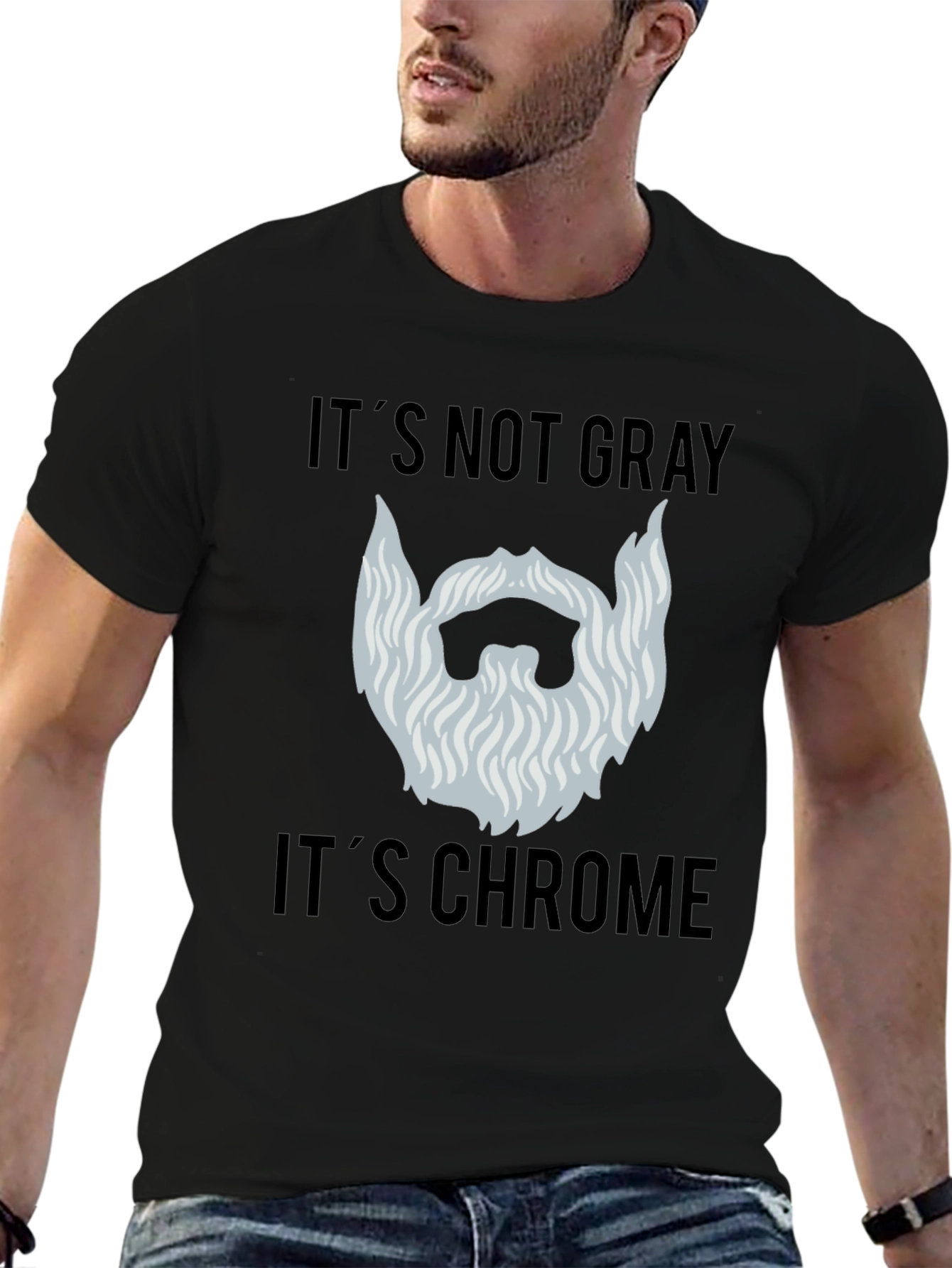 Chrome Beard Humor Graphic Tee - Mens