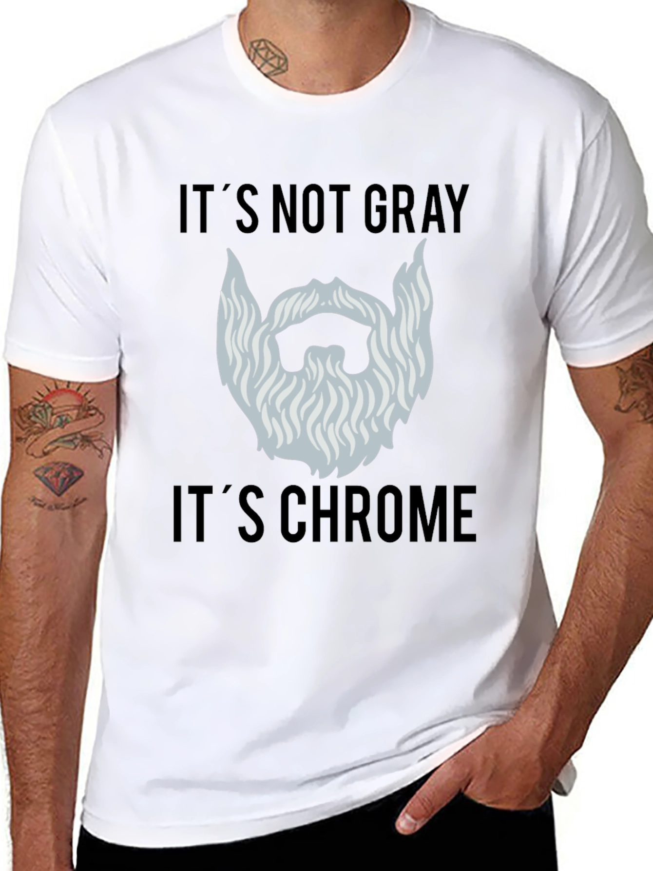 Chrome Beard Humor Graphic Tee - Mens