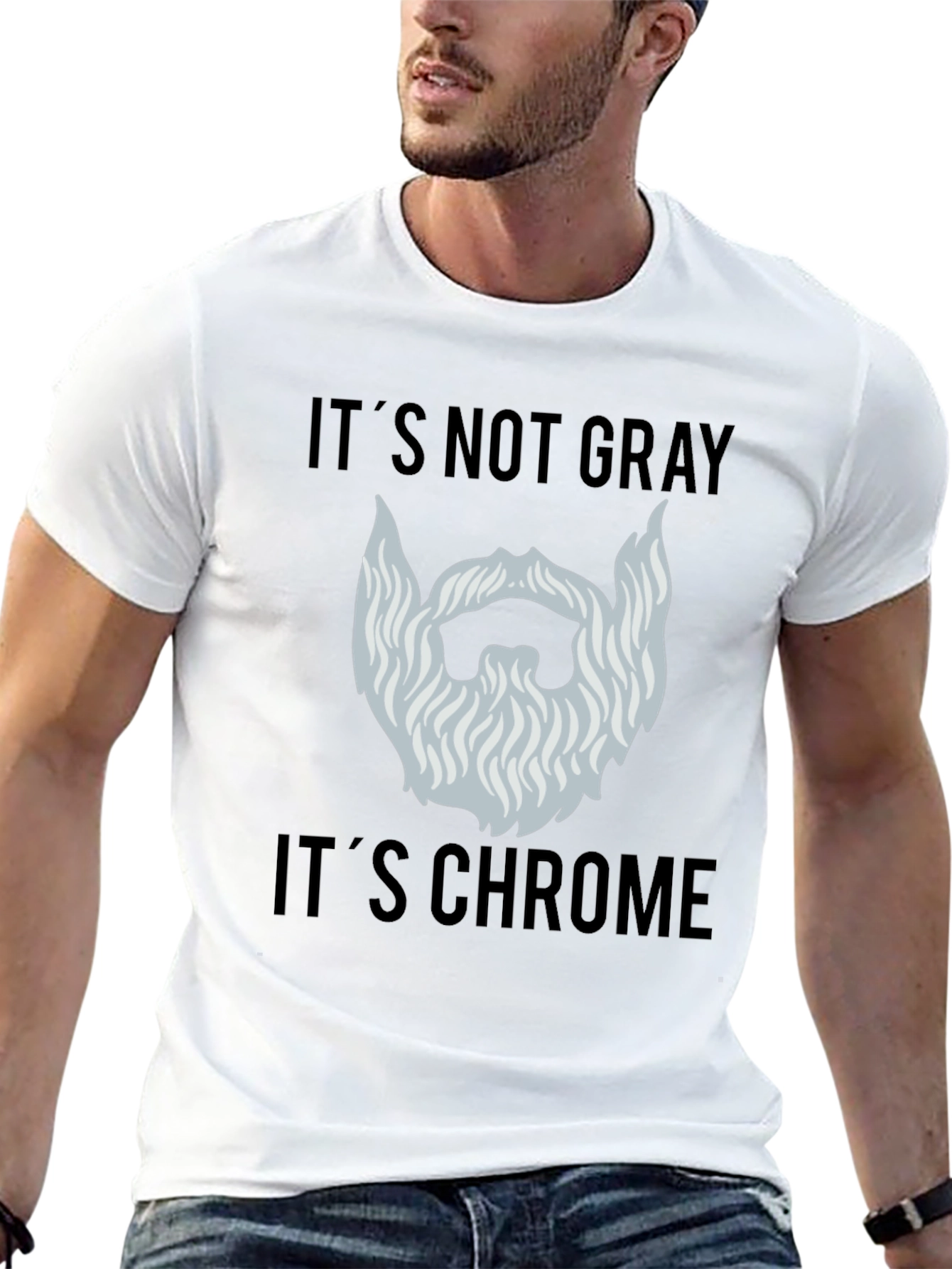 Chrome Beard Humor Graphic Tee - Mens
