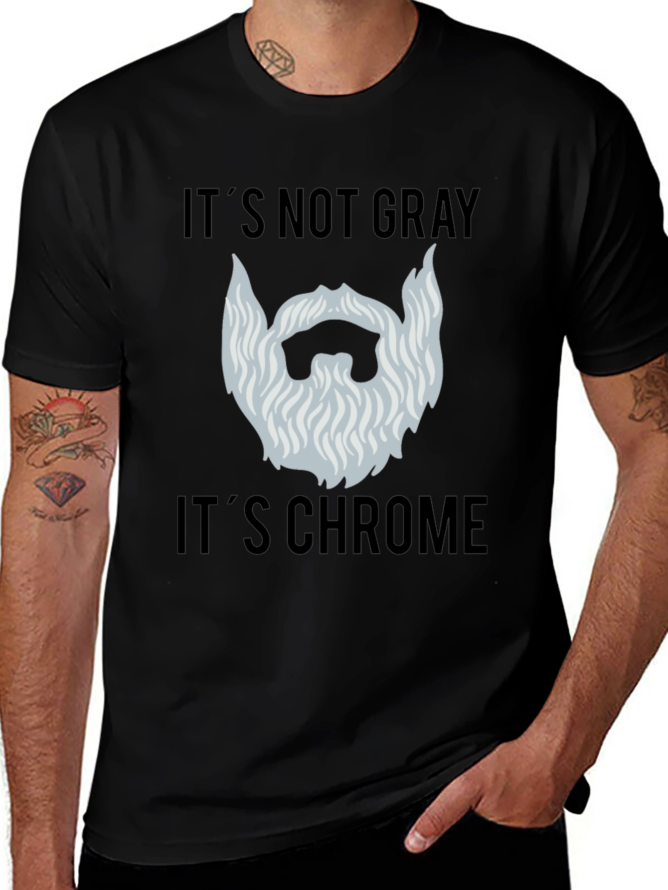 Chrome Beard Humor Graphic Tee - Mens