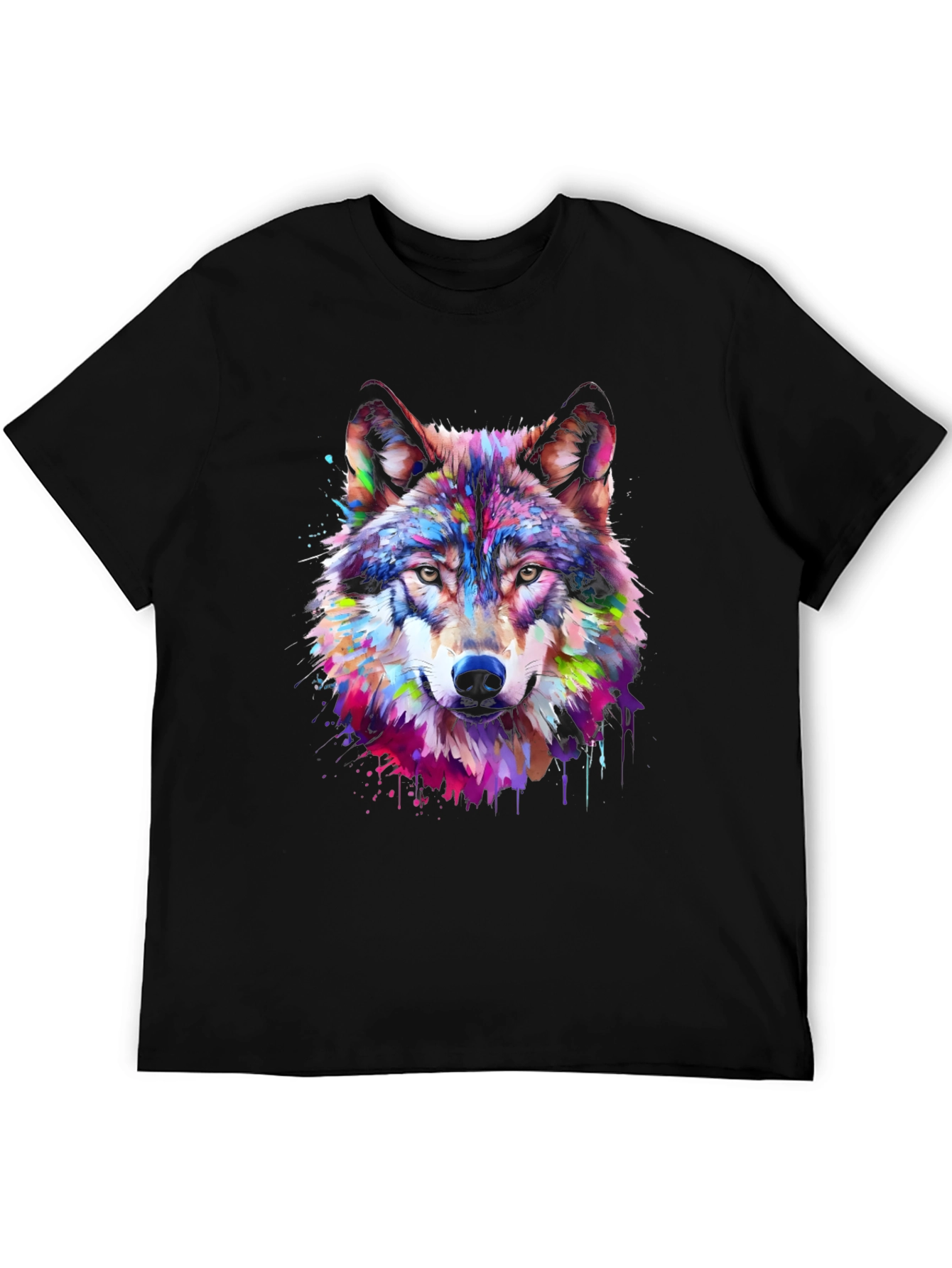 Colorful Wolf Graphic Tee - Artistic Animal Print