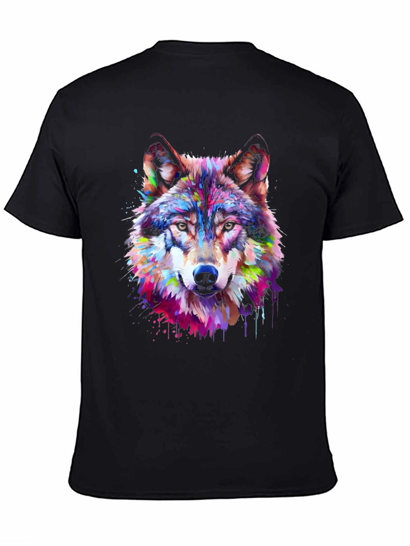 Colorful Wolf Graphic Tee - Artistic Animal Print