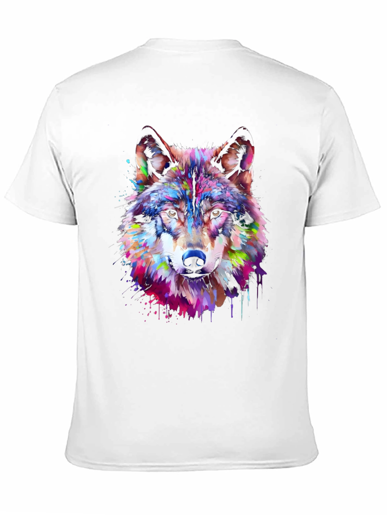 Colorful Wolf Graphic Tee - Artistic Animal Print