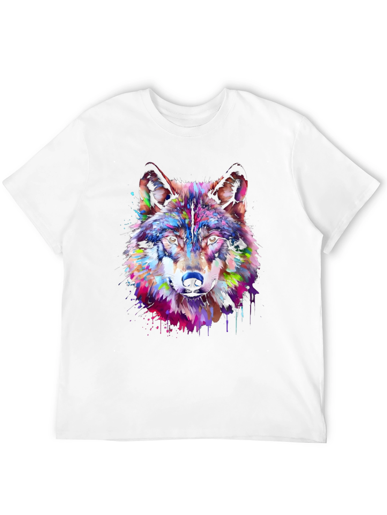 Colorful Wolf Graphic Tee - Artistic Animal Print